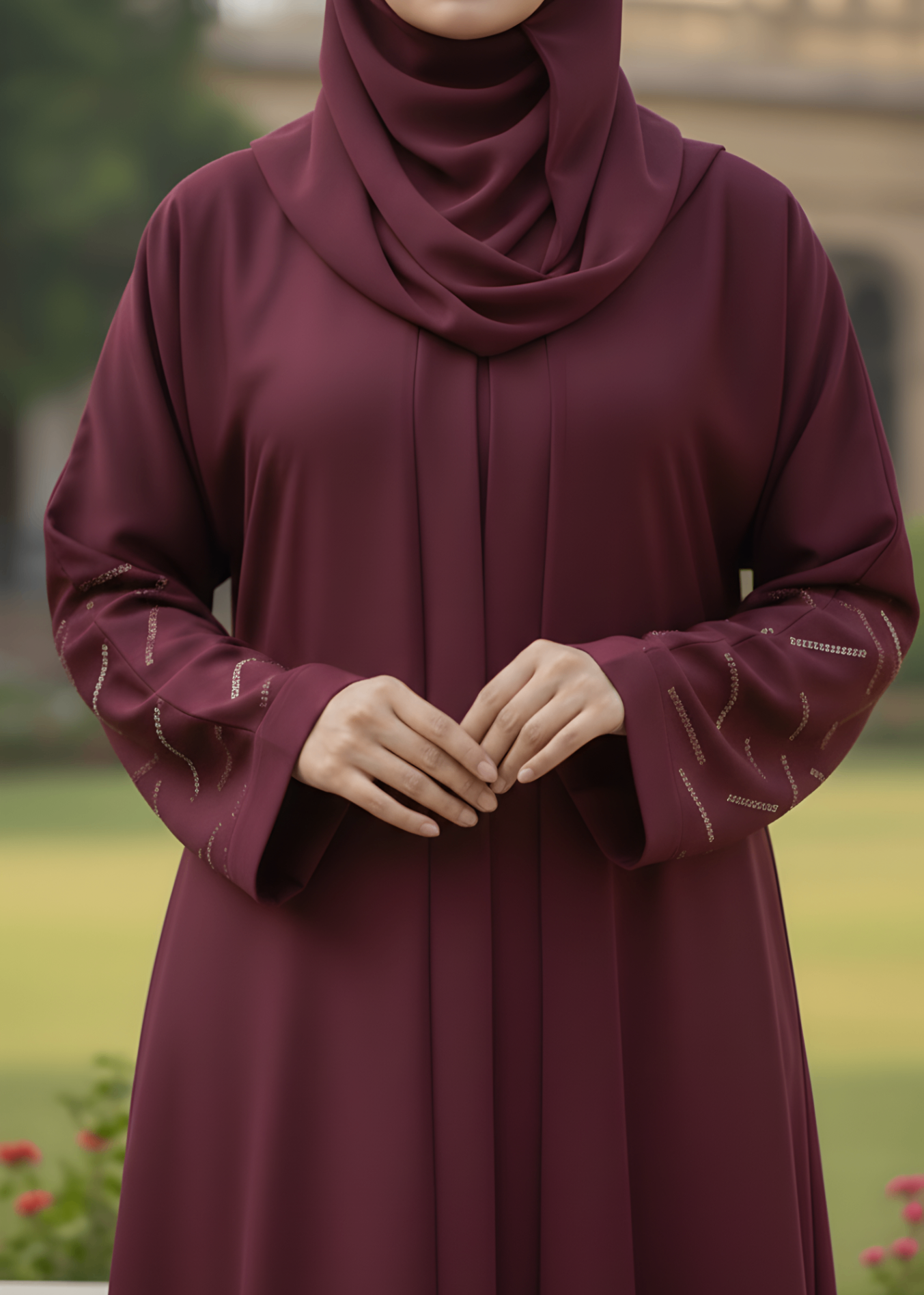 nidha Abaya in Burgundy