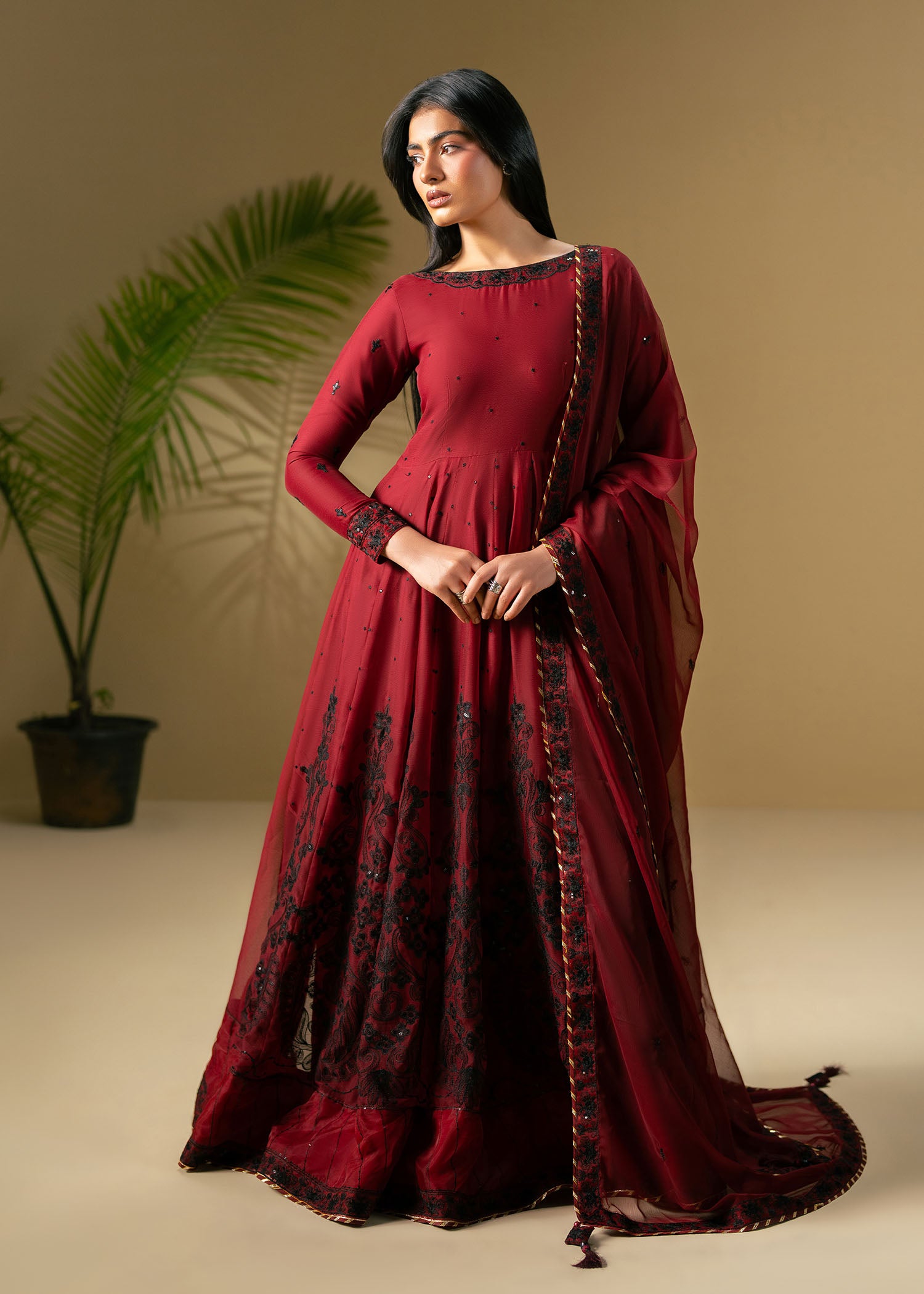 chiffon Maxi in Crimson