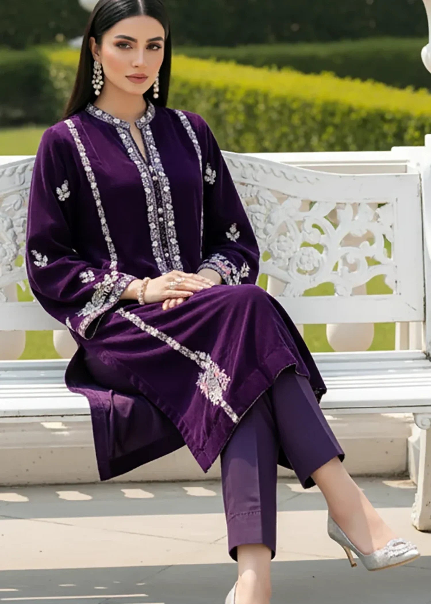 velvet Kurti in Purple
