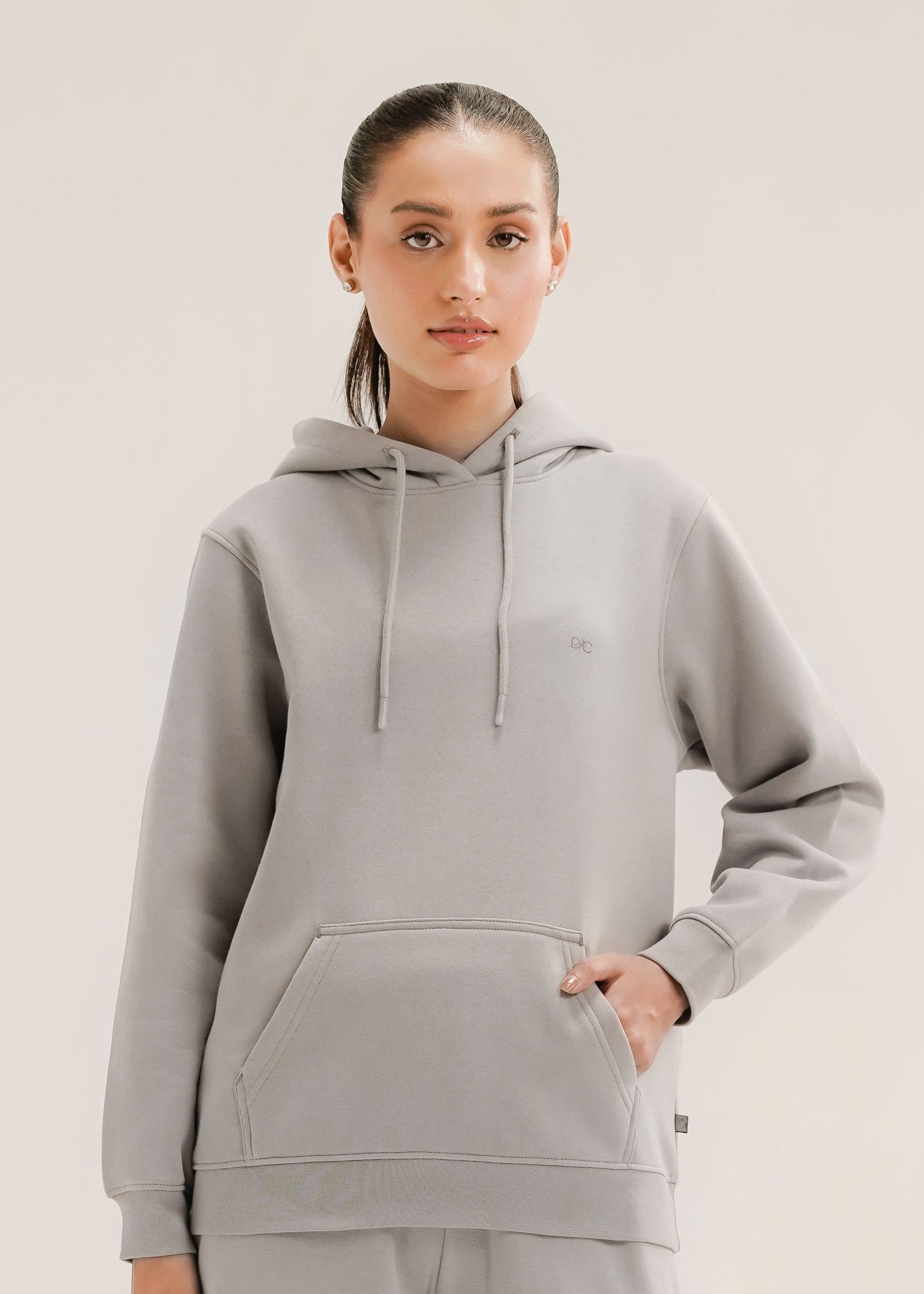fleece Hoodie in Silver