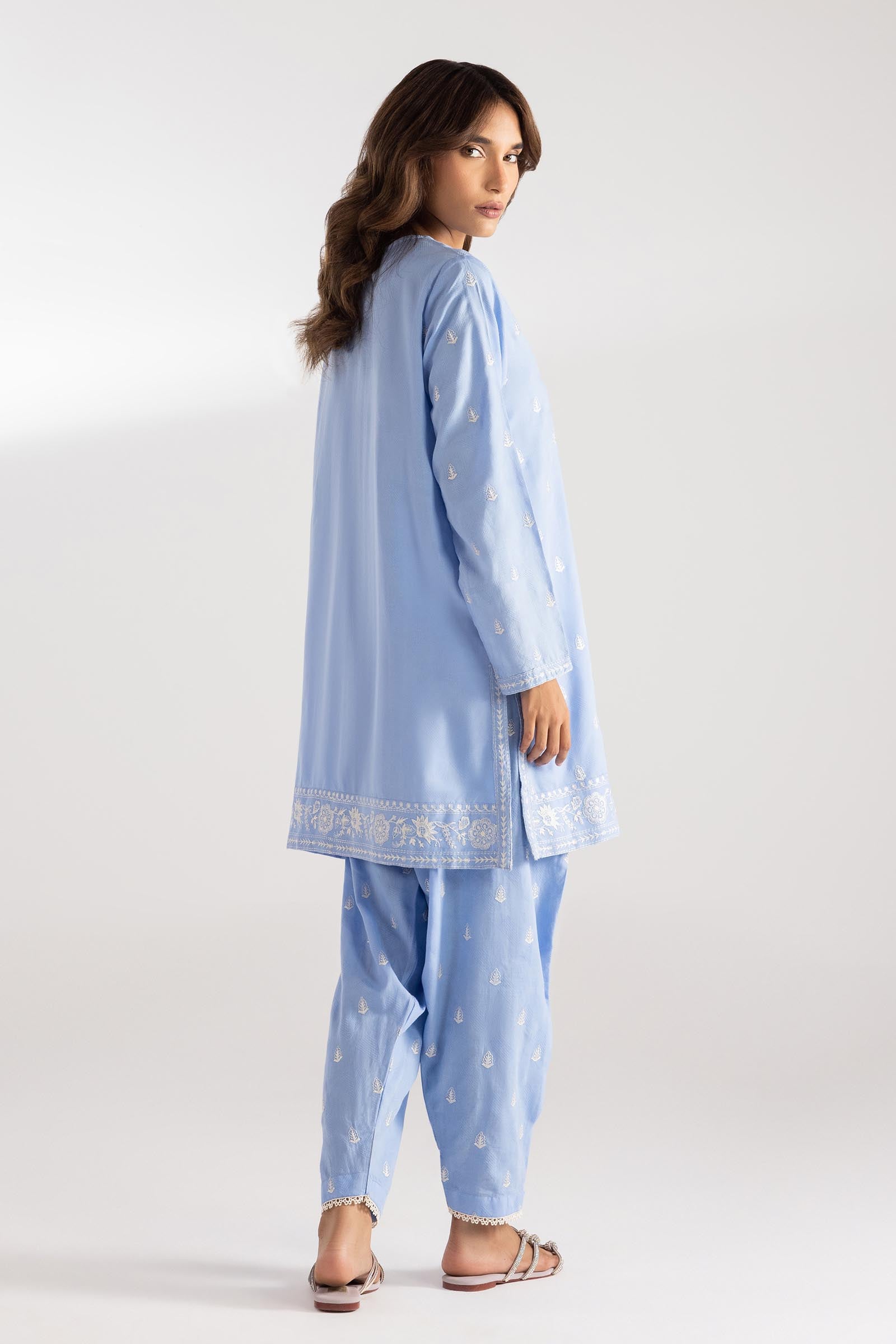 jacquard Kurti in Light blue