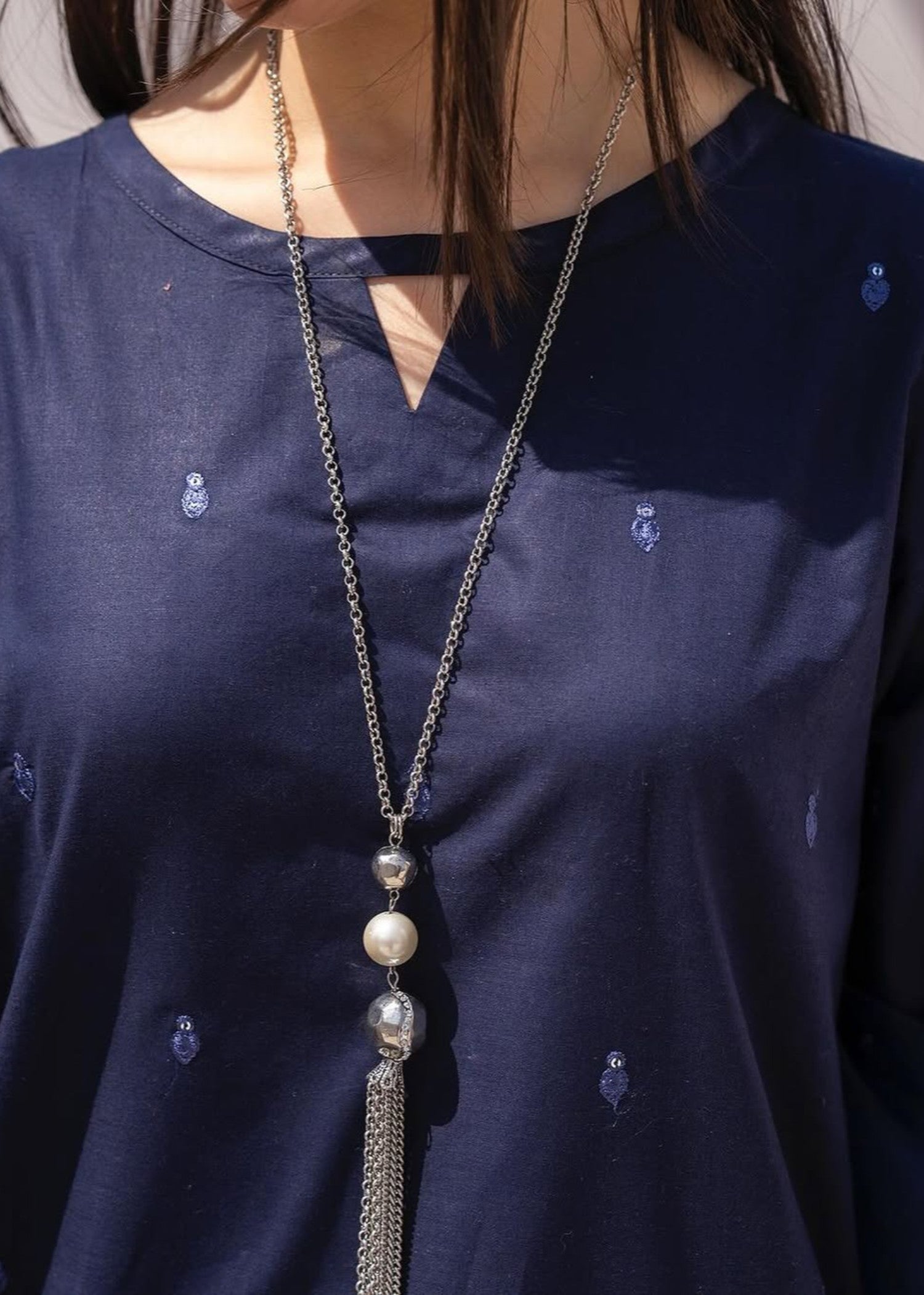 lawn Sharara in Navy blue