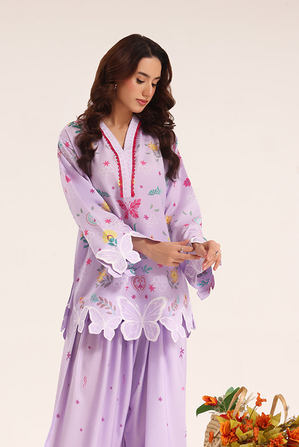 swiss lawn Kurta Set in Lilac