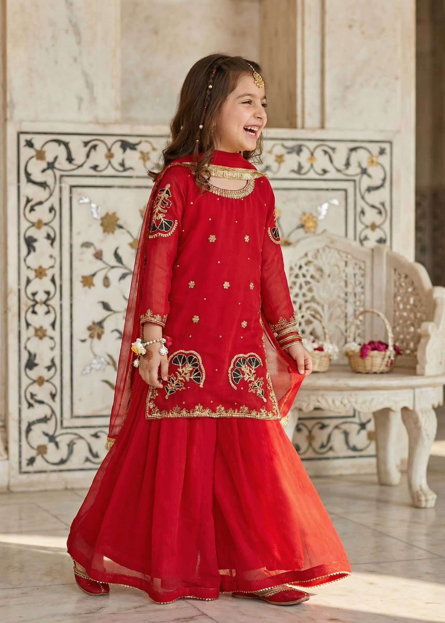 chiffon Sharara in Red