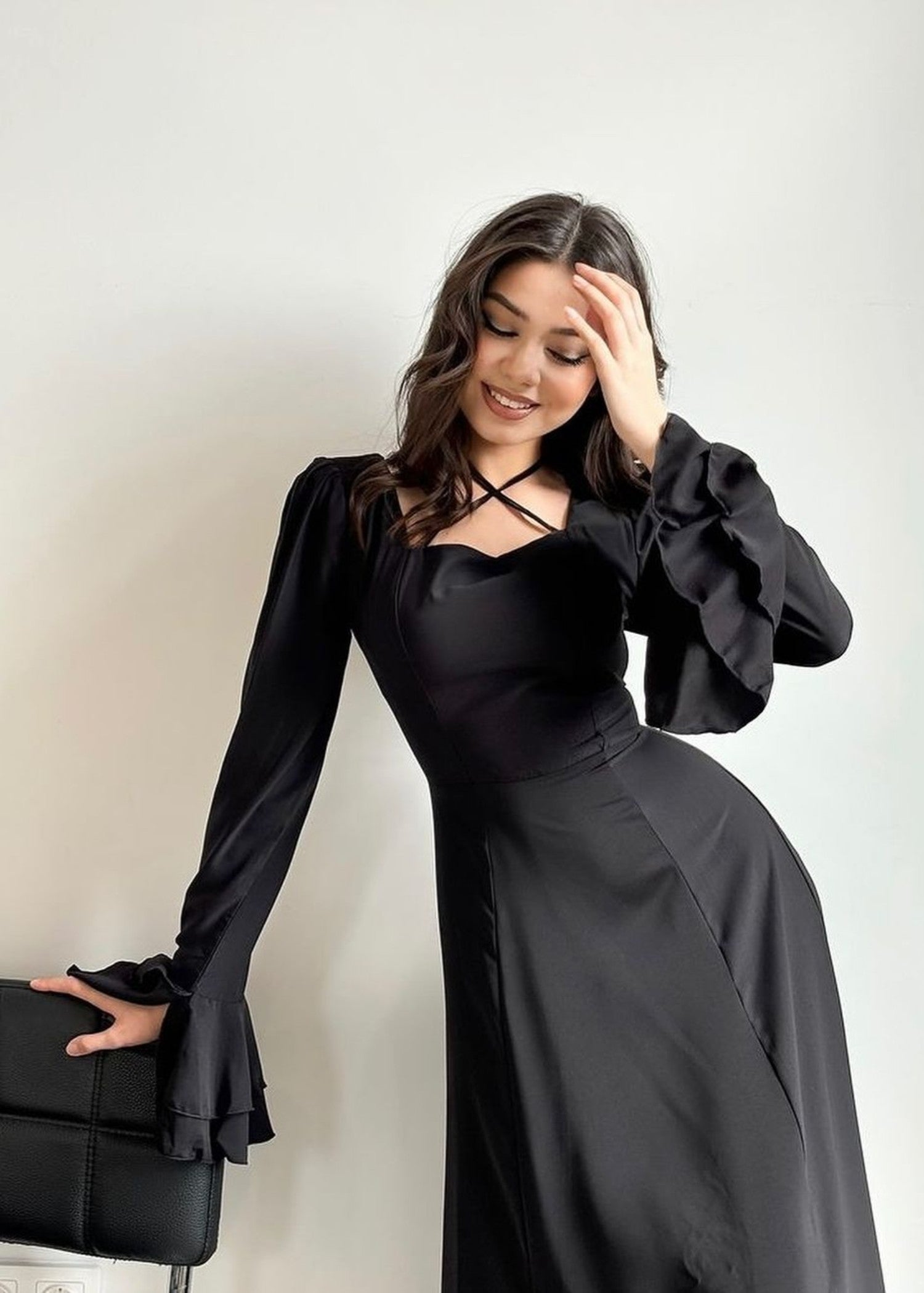 georgette Dress in Black