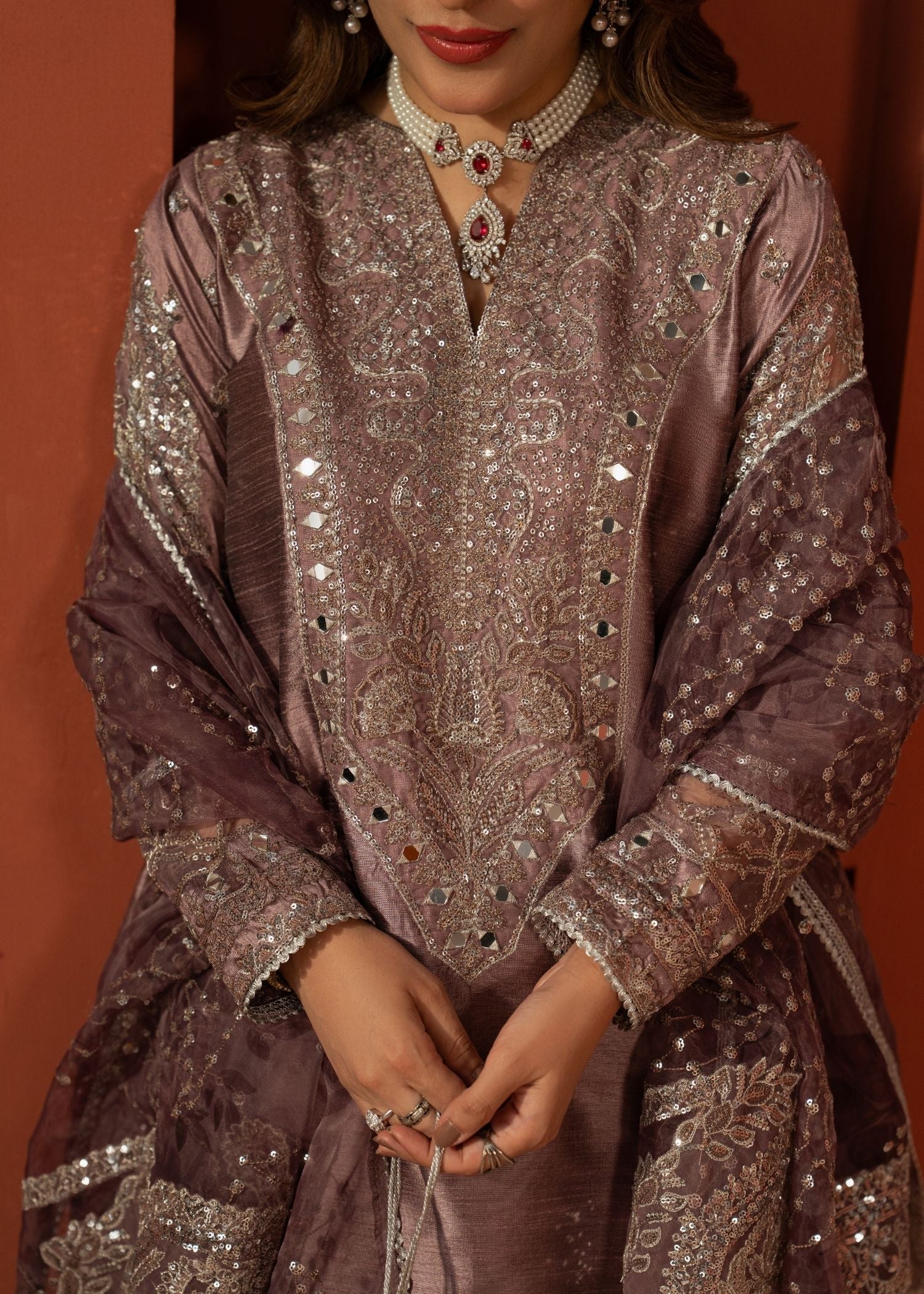 raw silk Kurta Set in Royal amethyst