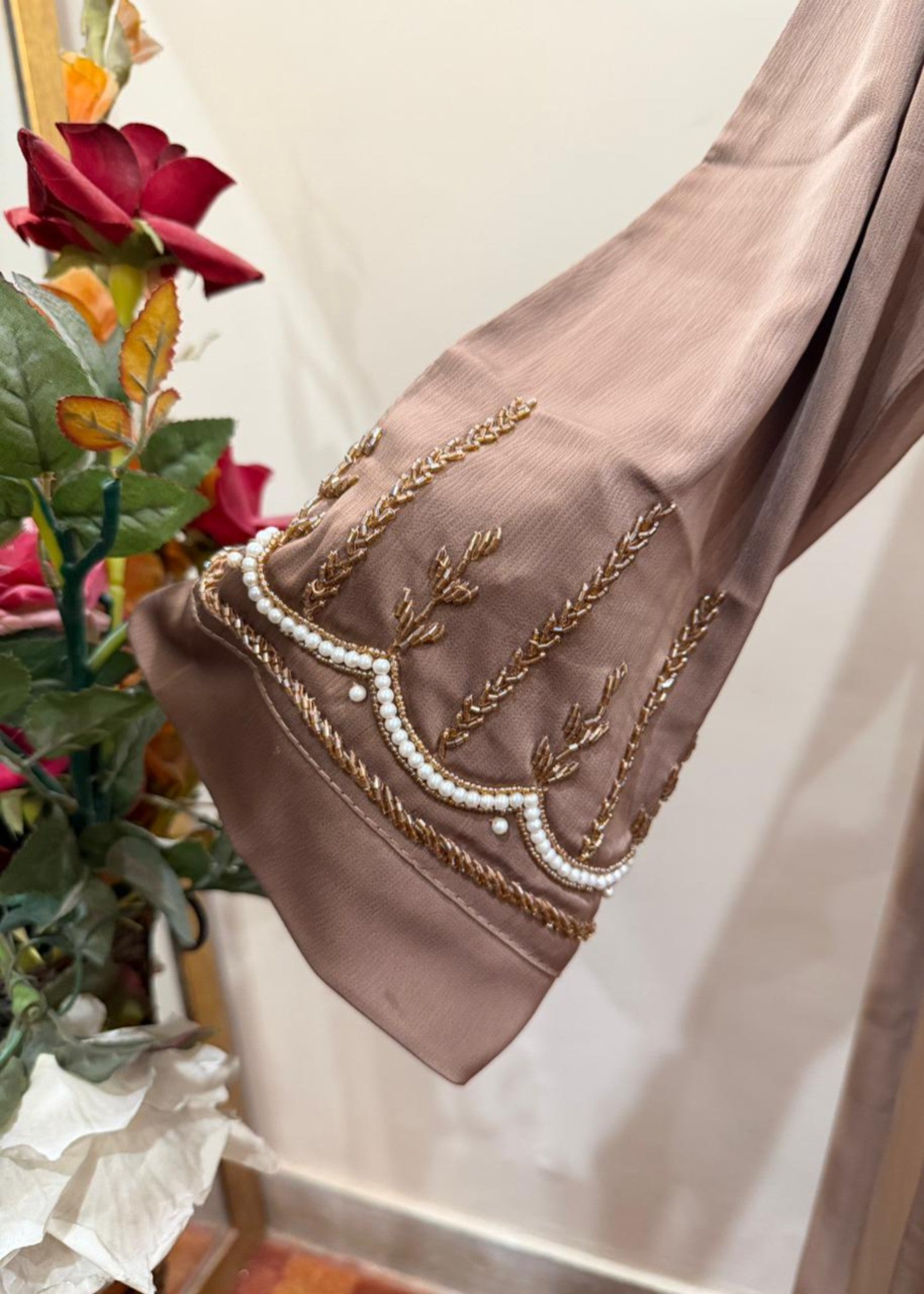nidha Abaya in Tan brown