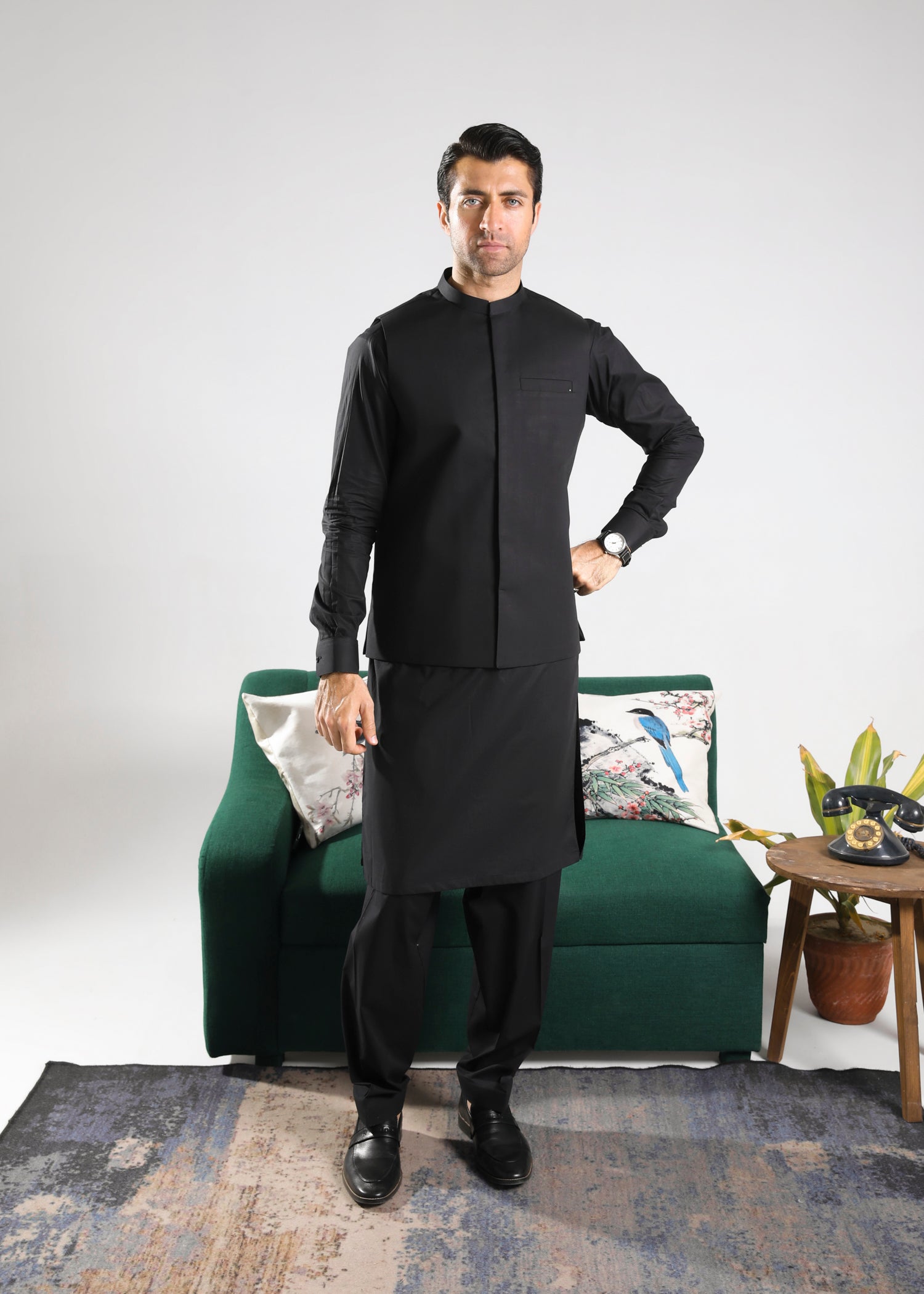 cotton Waistcoat in Black
