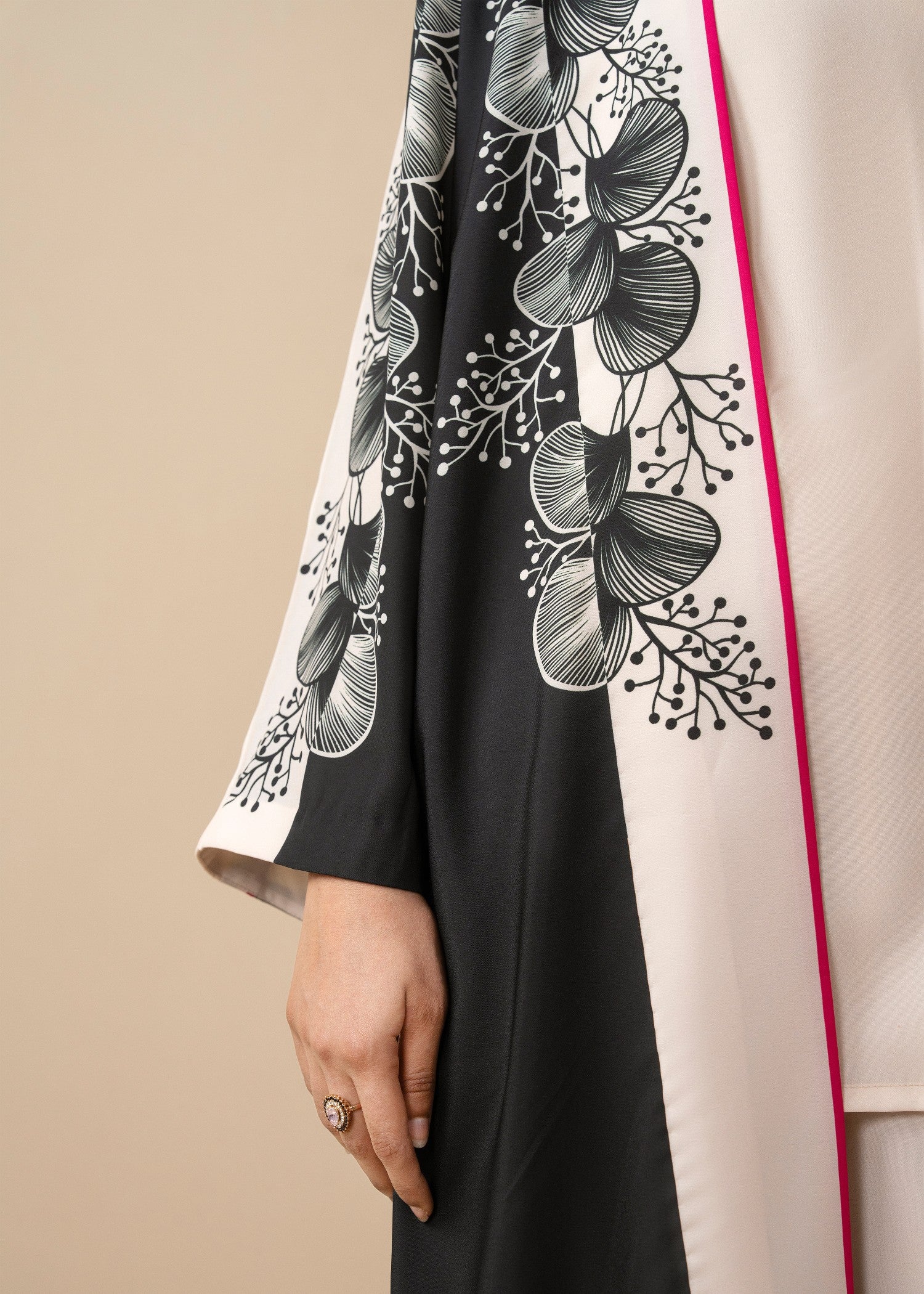 crepe Gown in Ivory, black