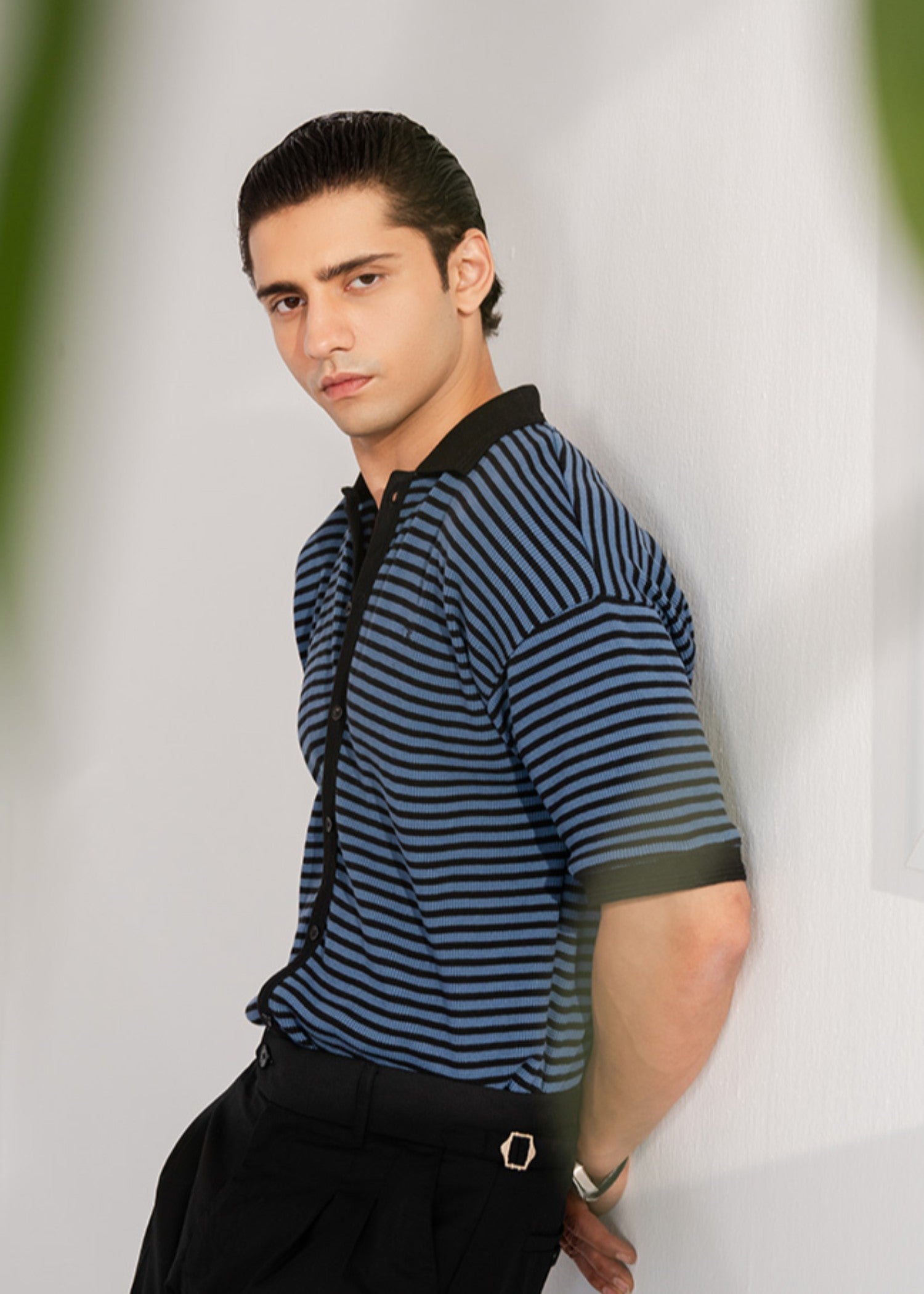 cotton Polo Shirt in Dark blue
