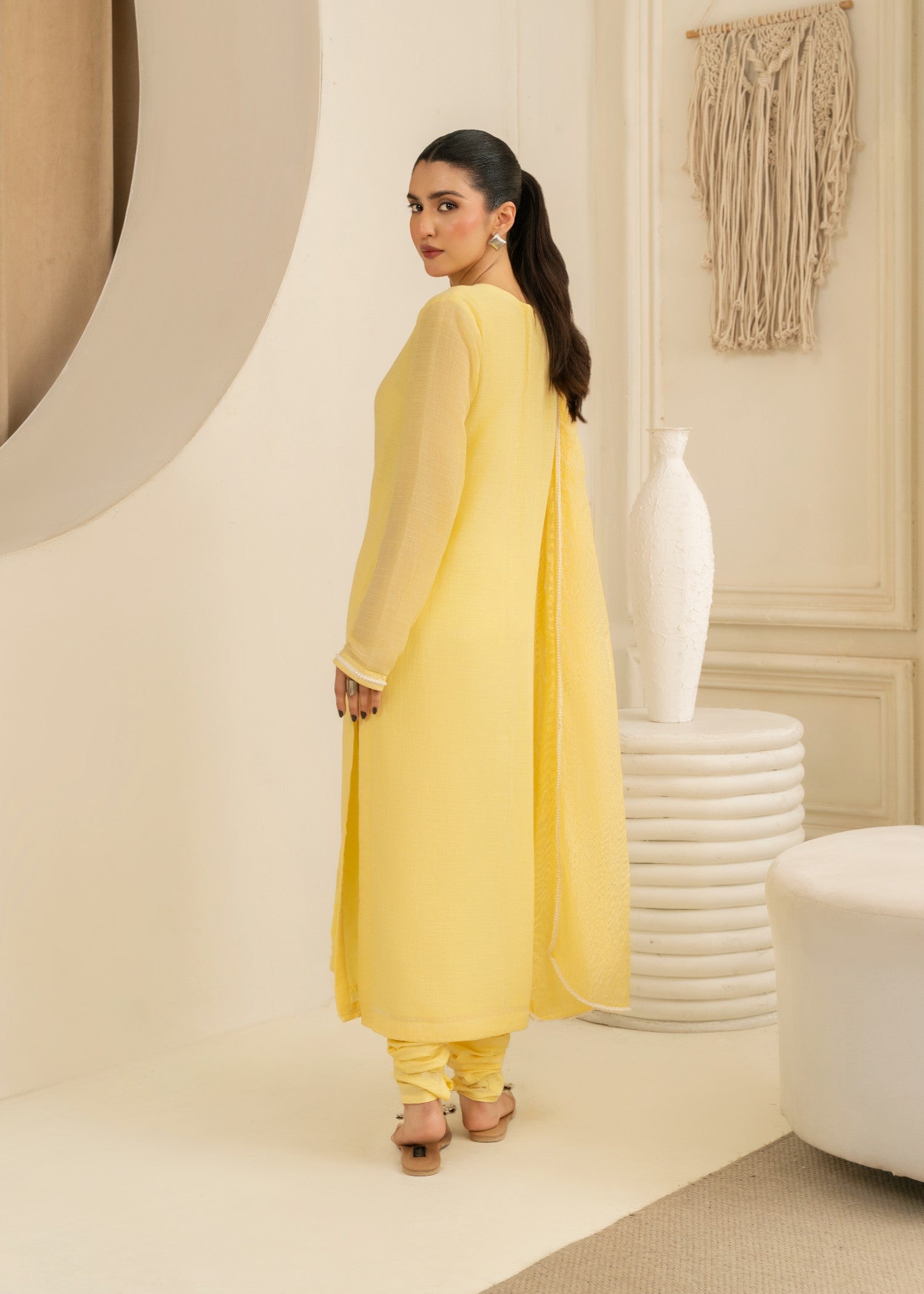 chiffon Kurta Set in Butter
