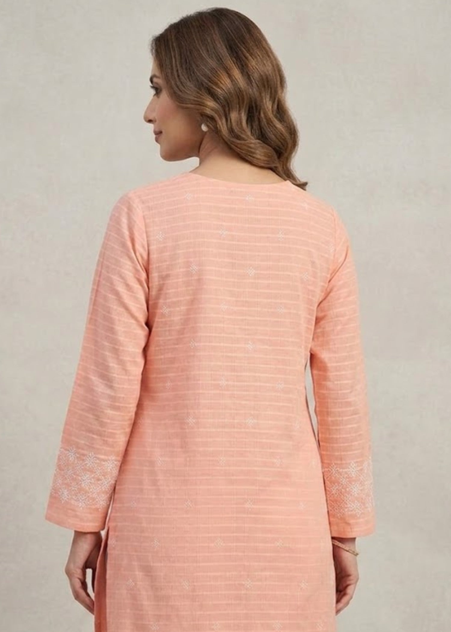 lawn cotton Kurti in Peach pink
