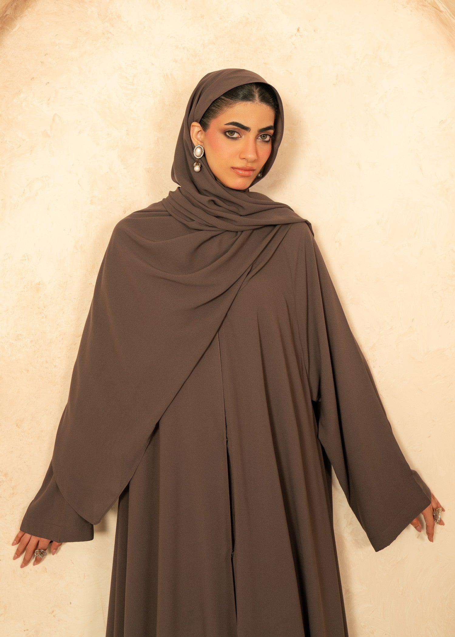 chiffon Abaya in Mocha brown