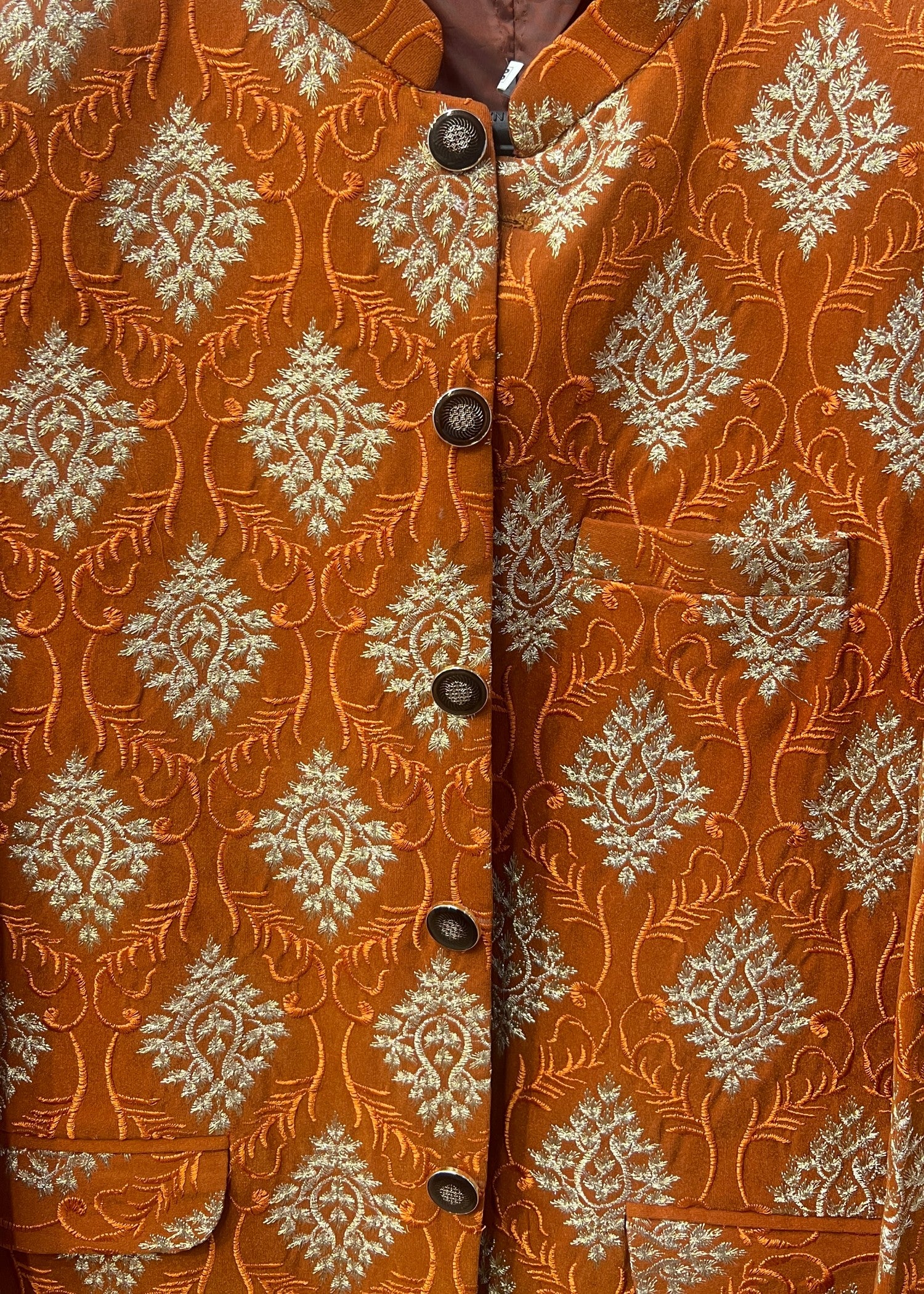 raw silk Prince Coat in Rust orange