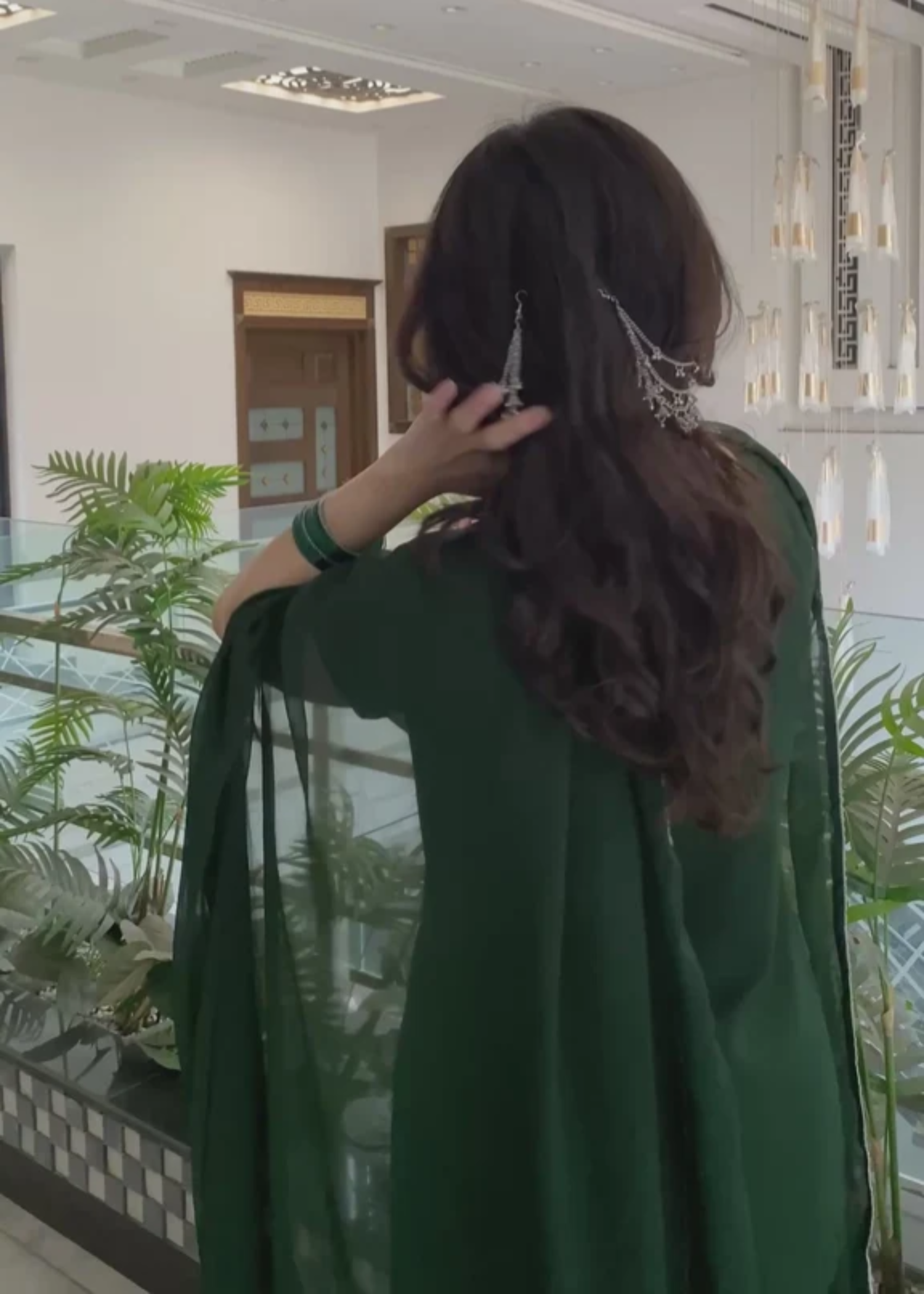 georgette Kurta Set in Bottle green