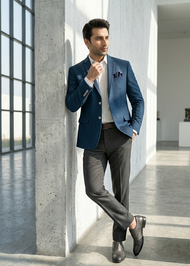 wool Blazer in Yale blue