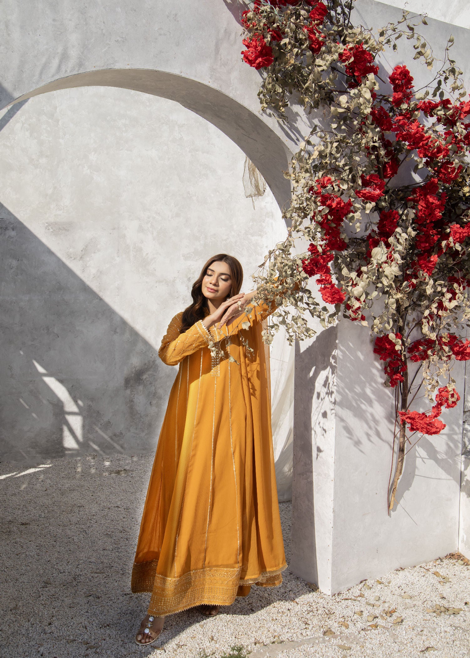 chiffon Maxi in Copper orange