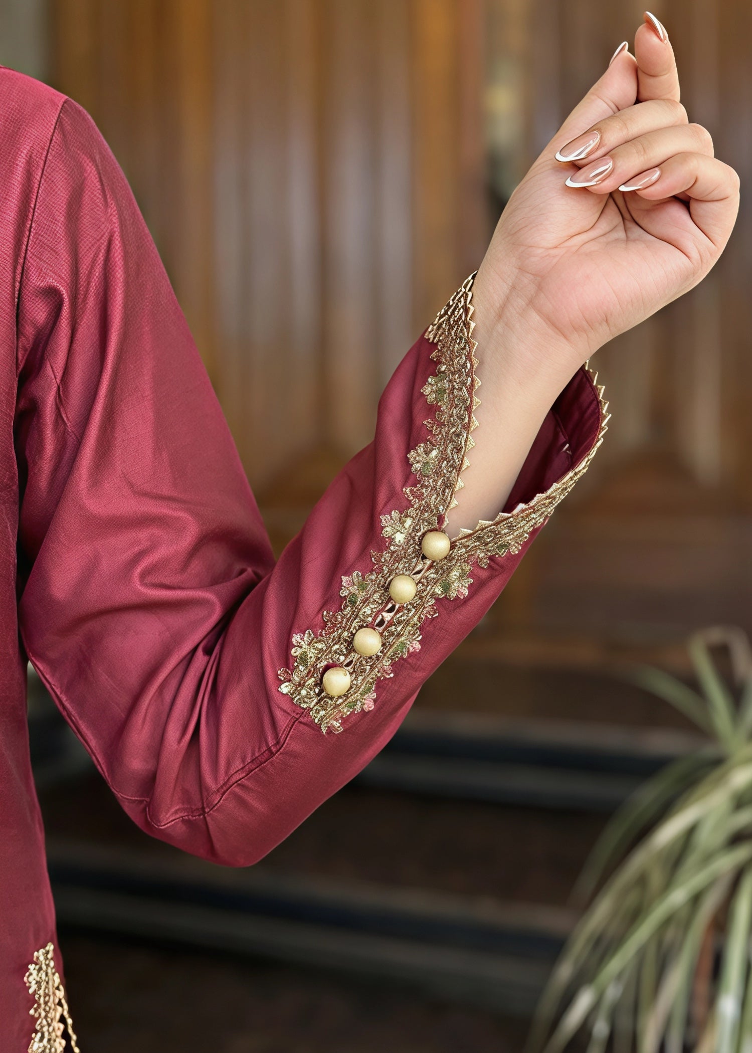 silk Kurta Set in Maroon