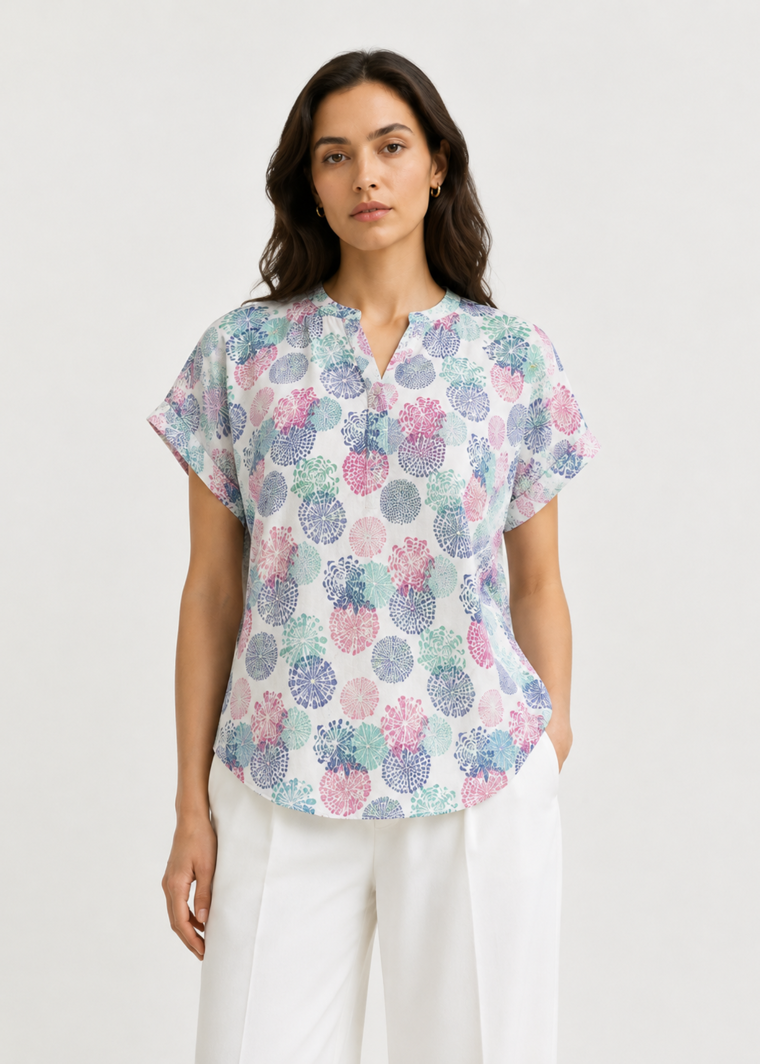 swiss lawn Top in Multi