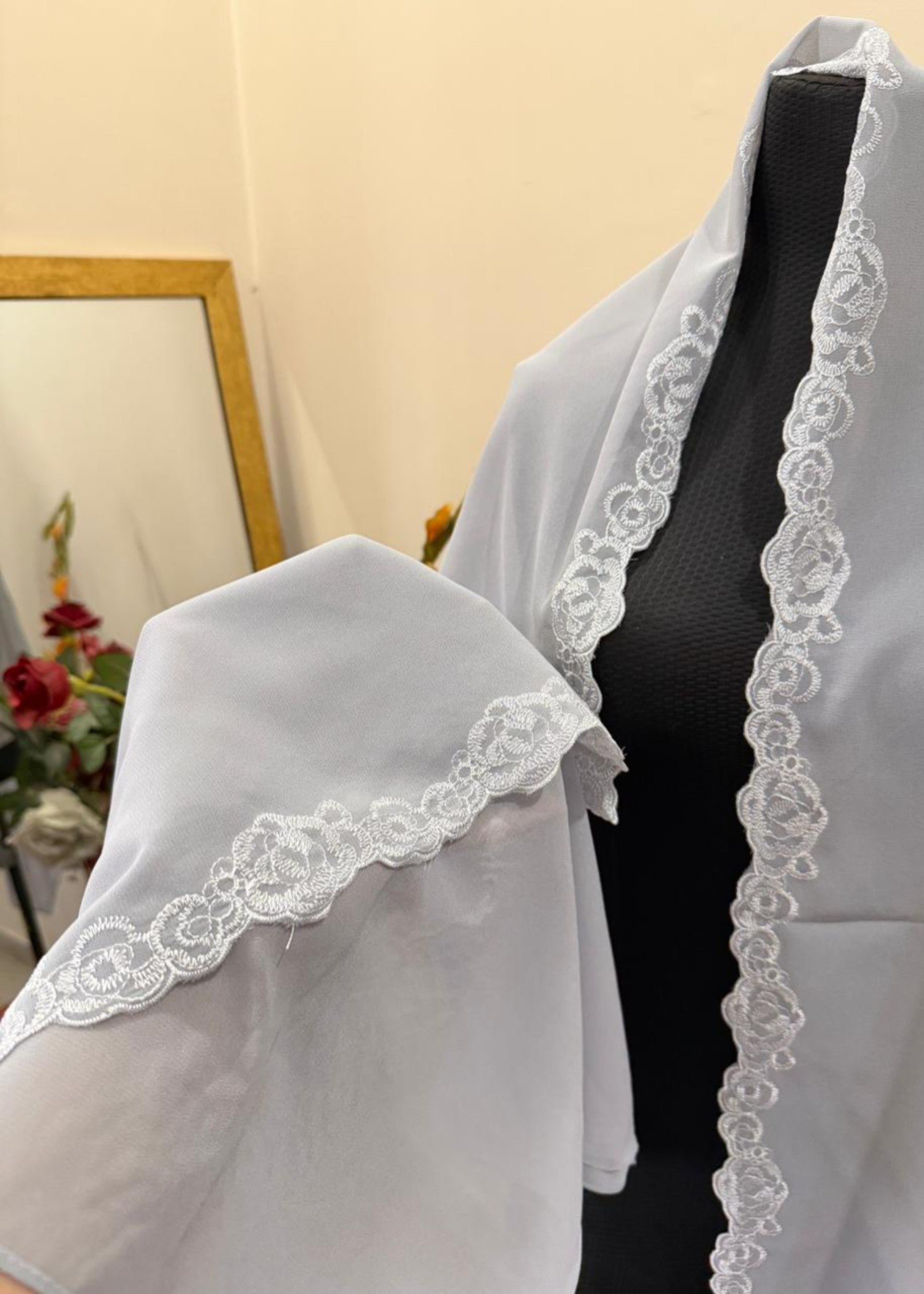 georgette chiffon Hijab in Silver