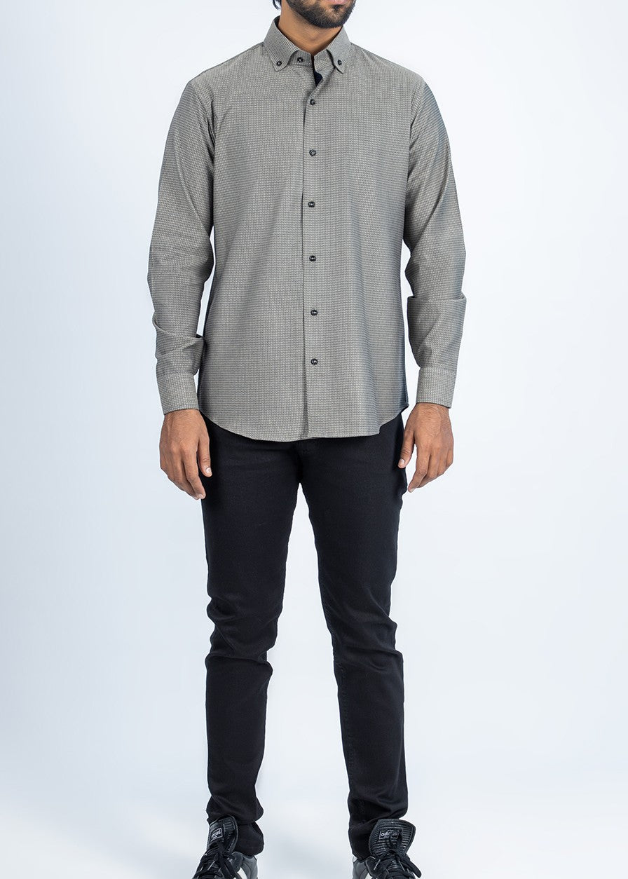 cotton Casual Shirt in Grey