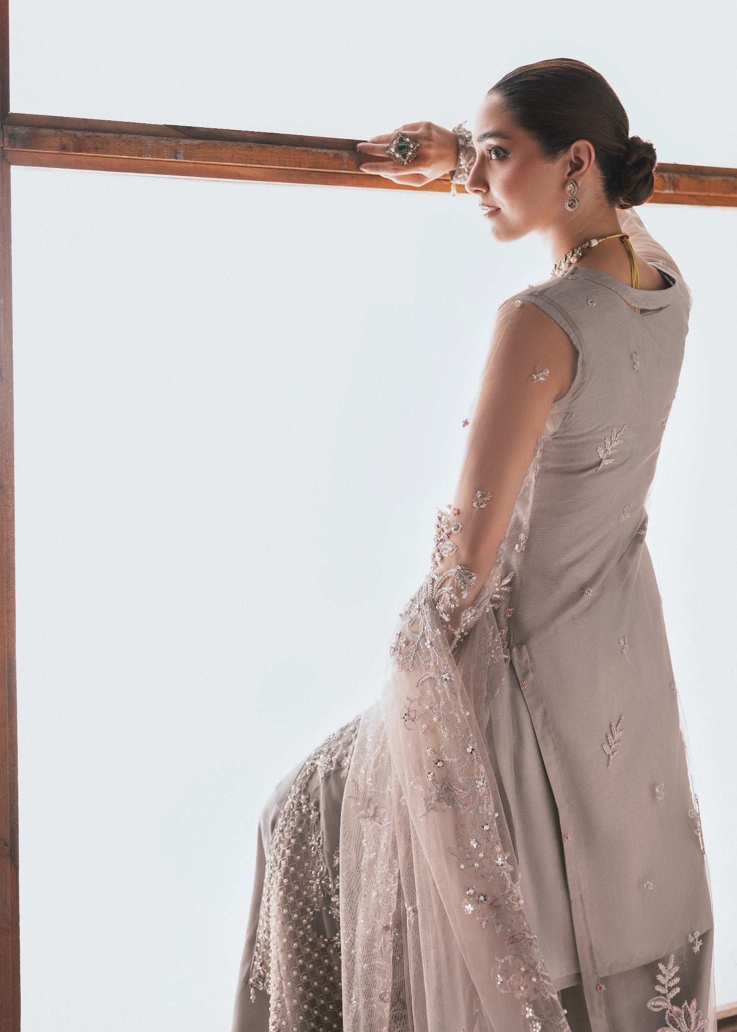 net Sharara in Pastel grey