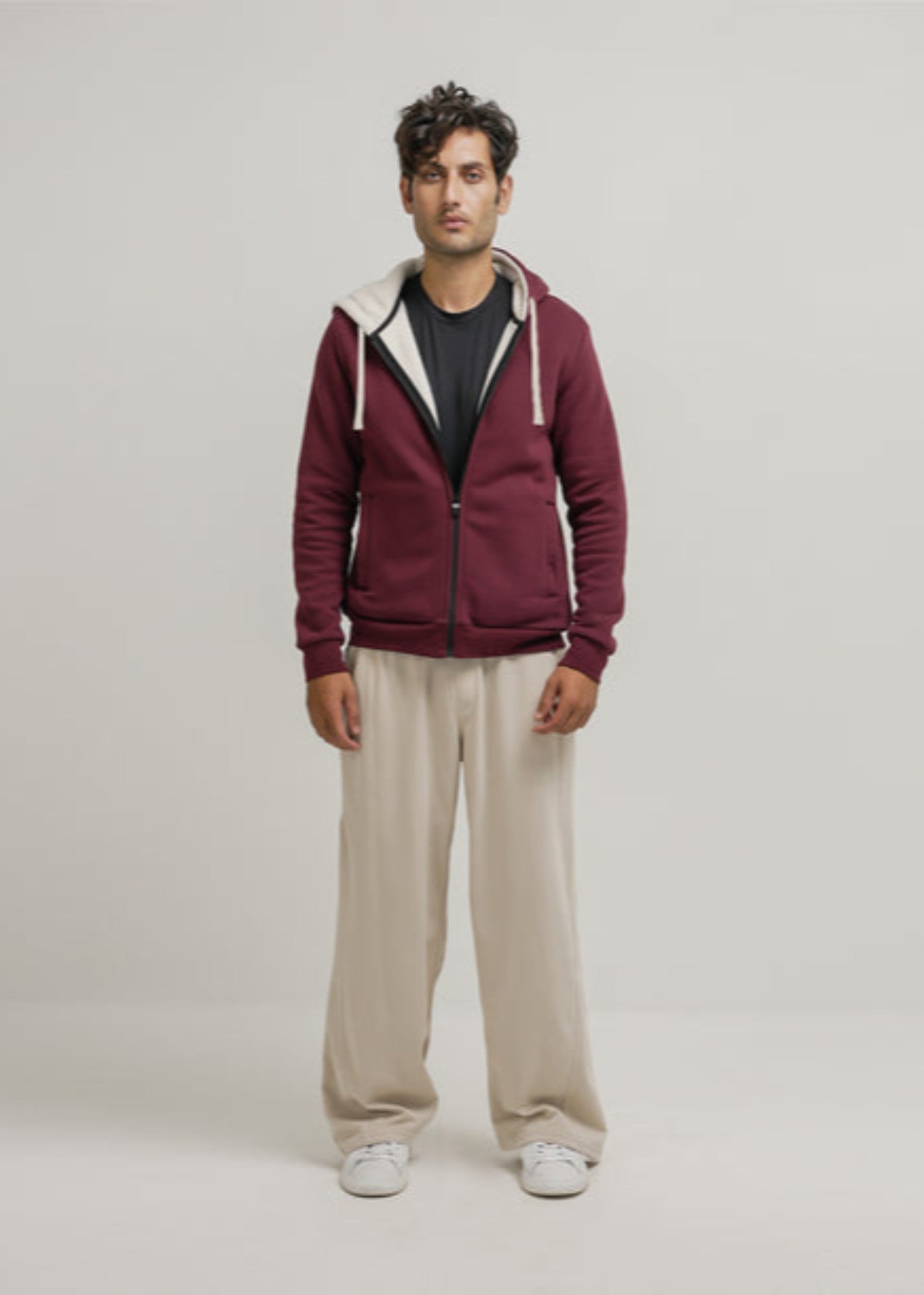 polycotton Hoodie in Maroon