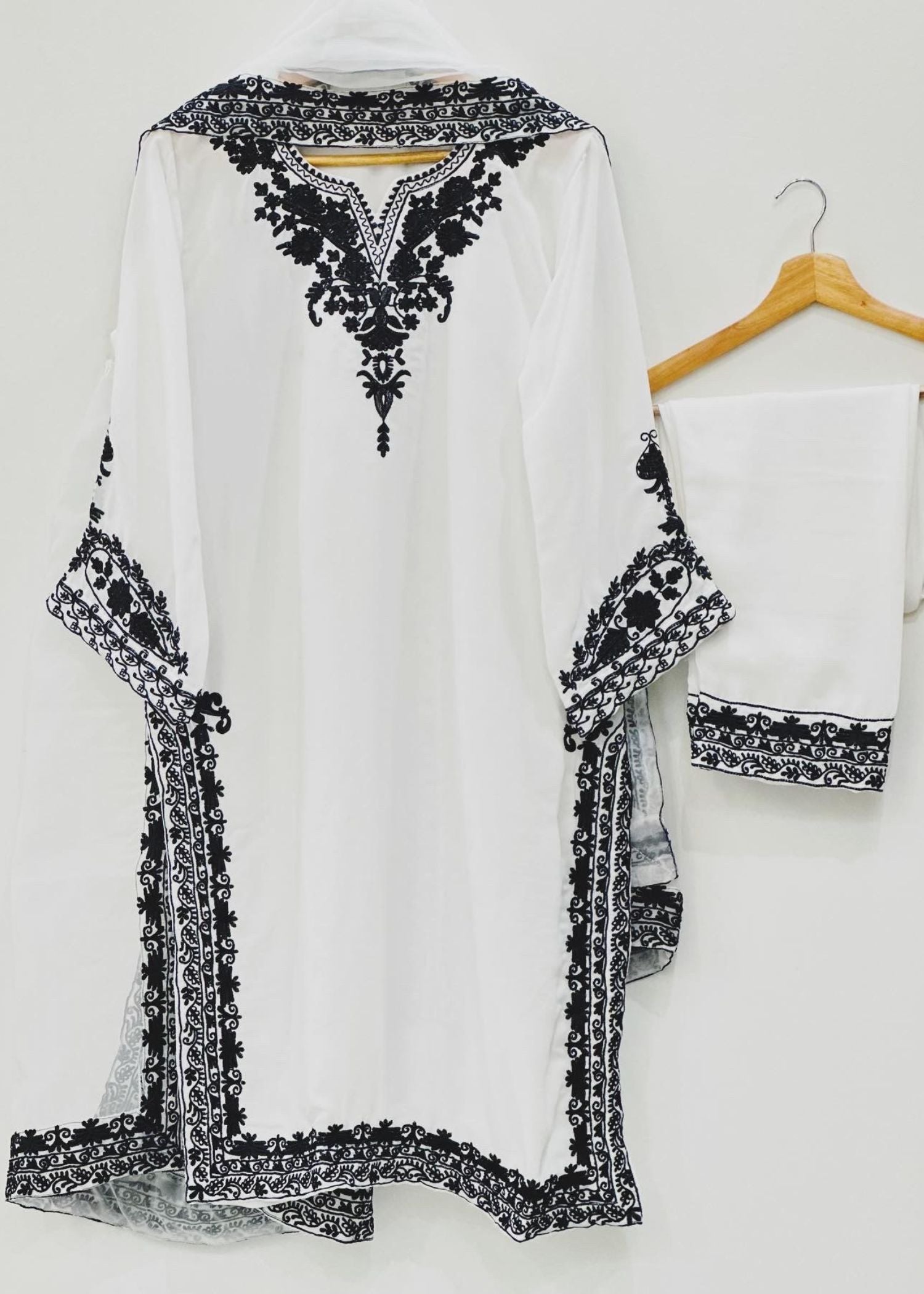 georgette Kurta Set in White