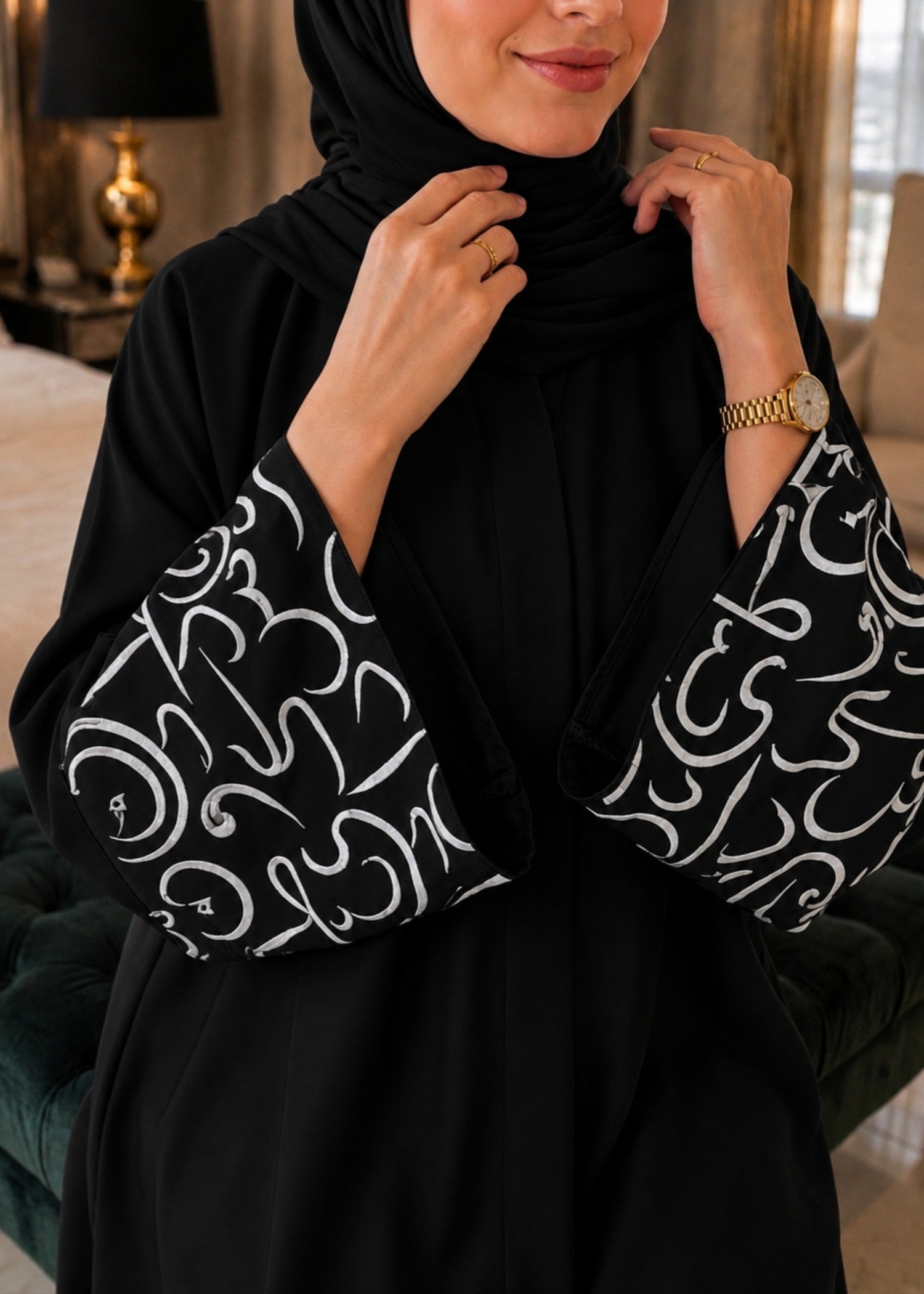 georgette Abaya in Jet black