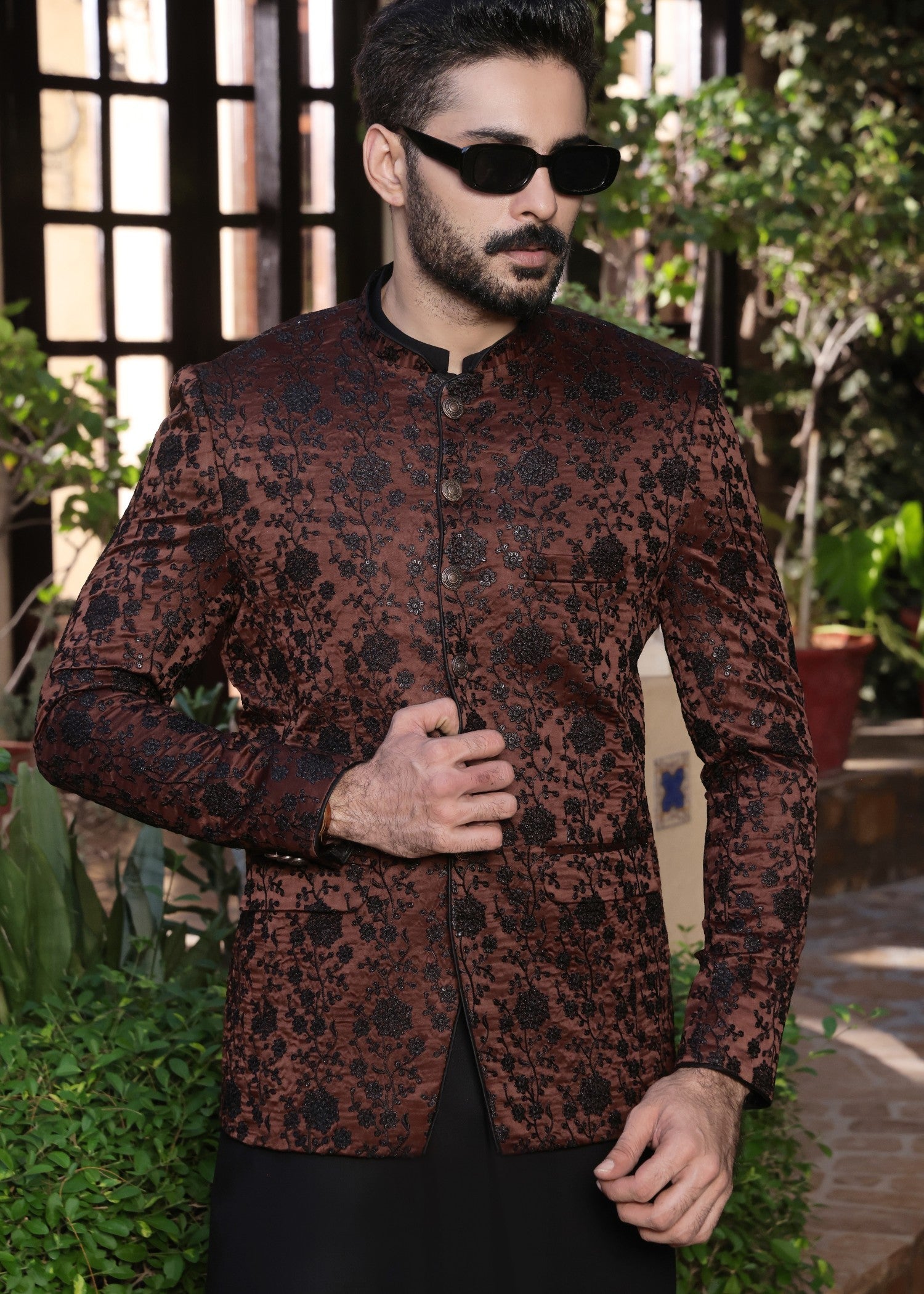 satin Prince Coat in Brown