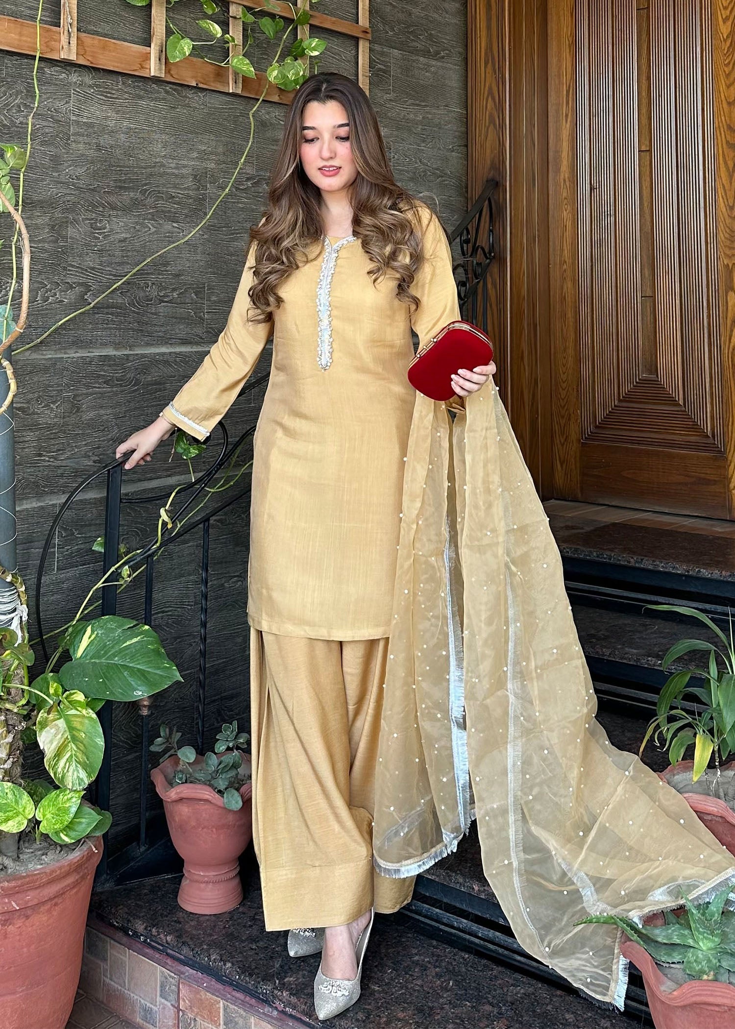 viscose thai silk Kurta Set in Gold