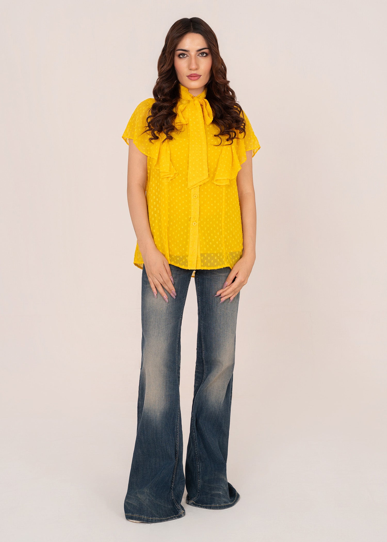 crepe Top in Mustard