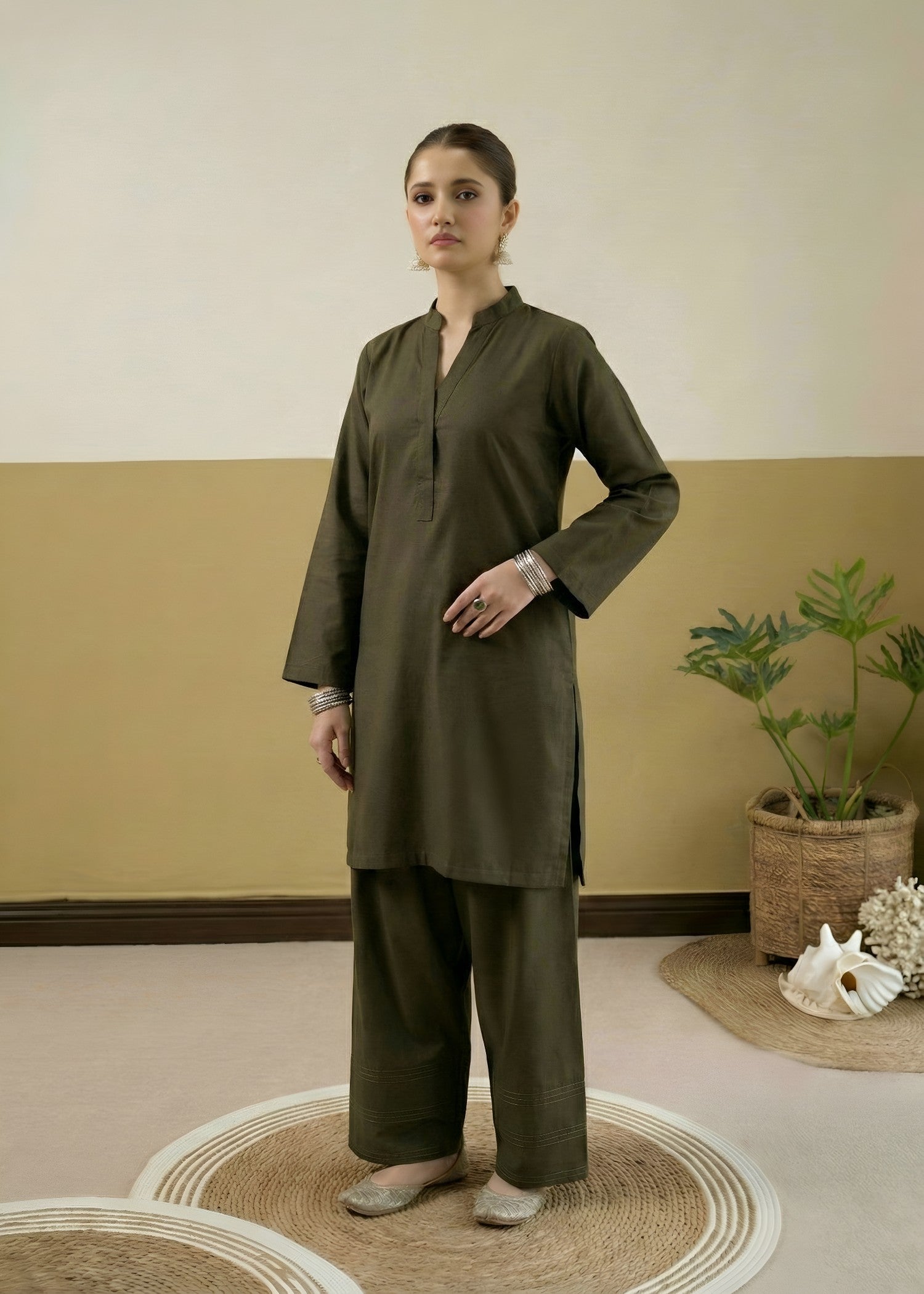 linen Co Ord Sets in Olive green