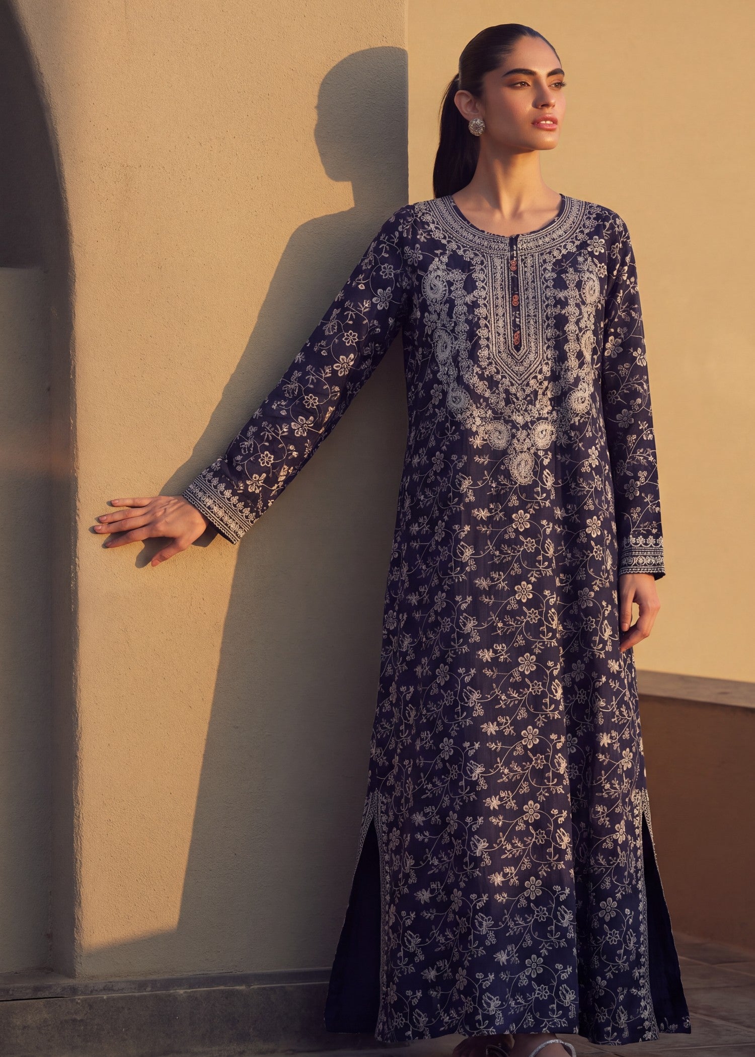 cotton Kaftan in Midnight blue