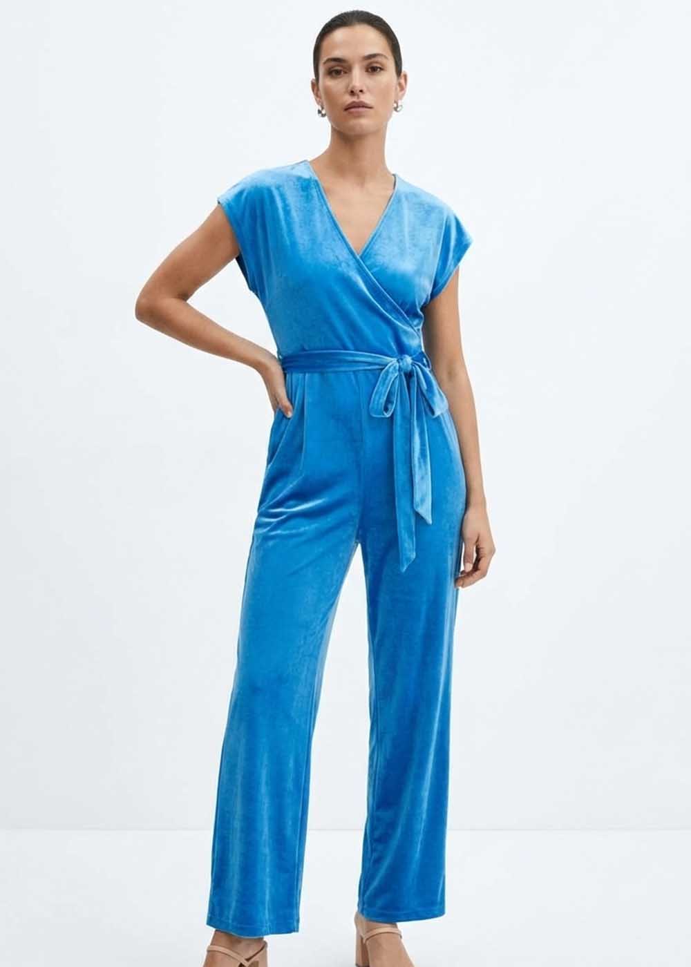 velvet Jumpsuit in Azure