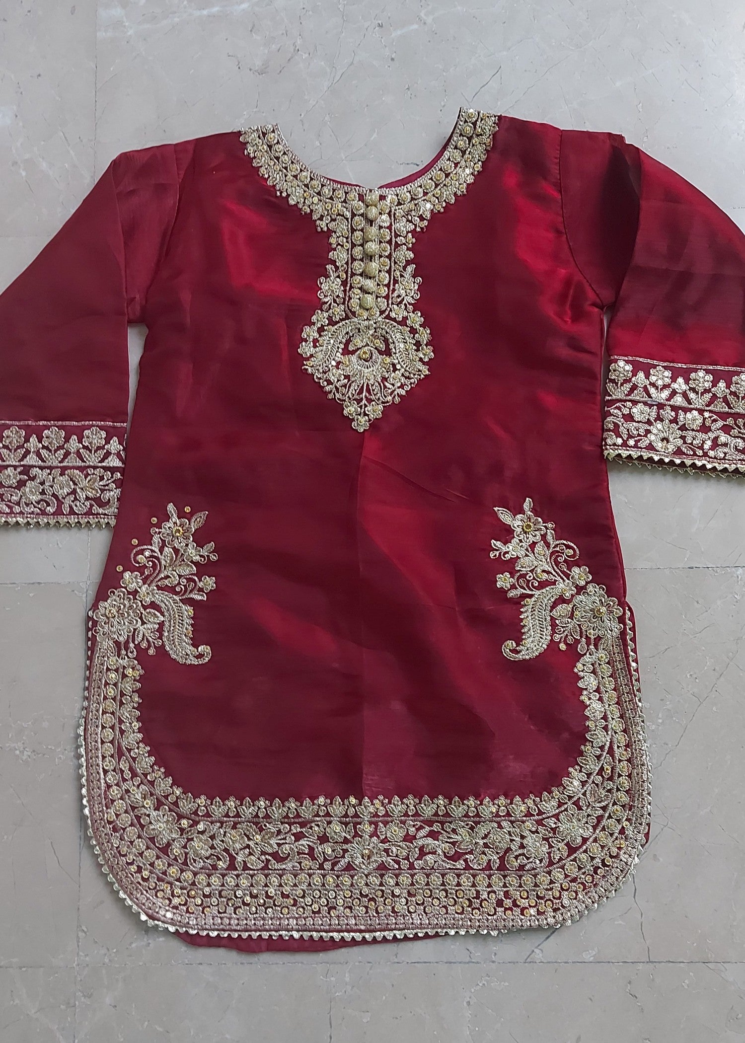 tissue silk Kurta Set in Maroon