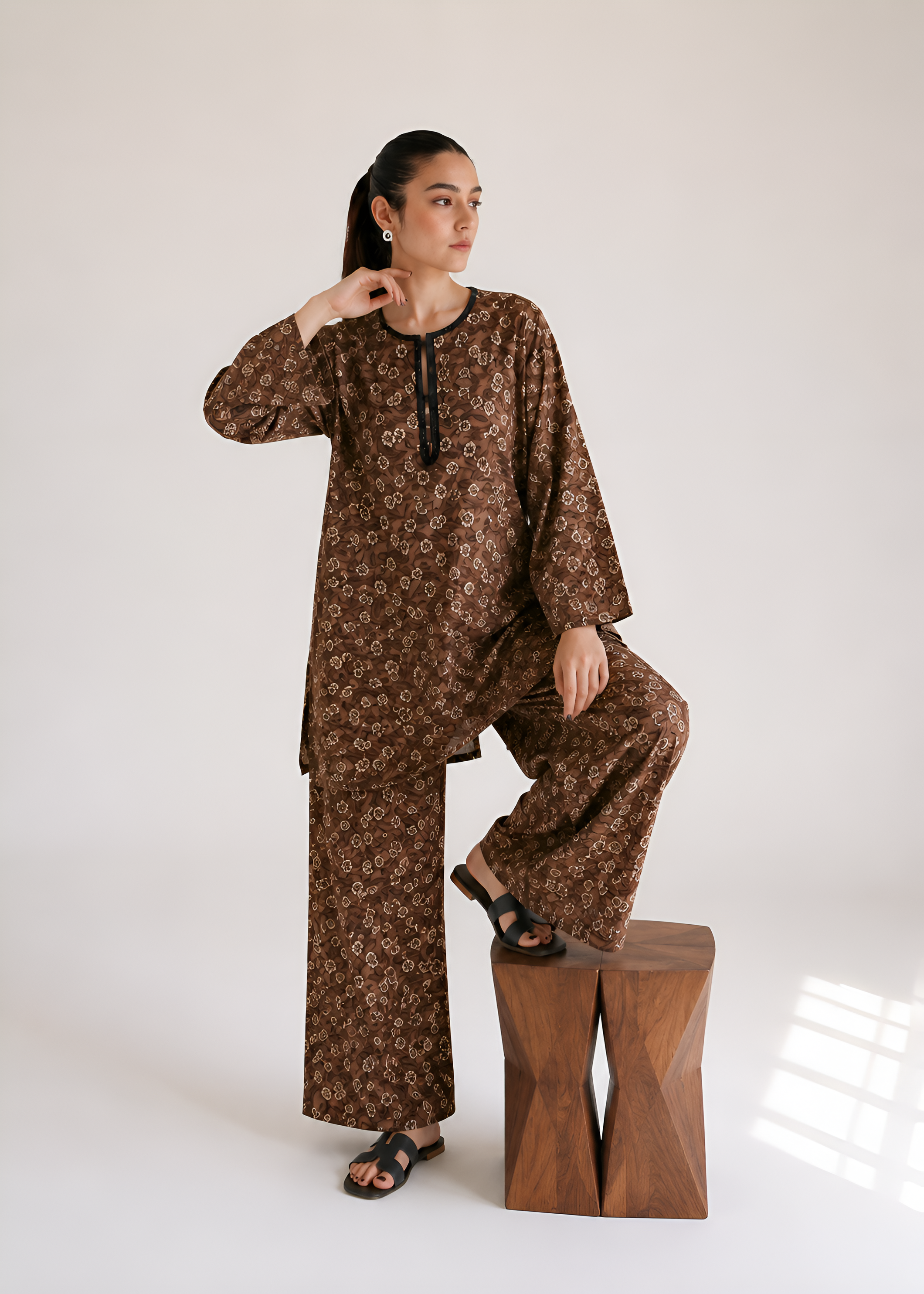 linen Co Ord Sets in Walnut brown