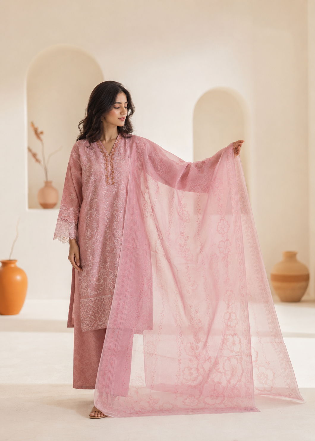 cotton Kurta Set in Baby pink, blush pink, pink