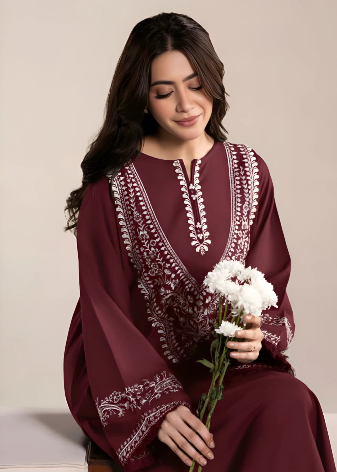 linen Kurta Set in Cinnamon brown