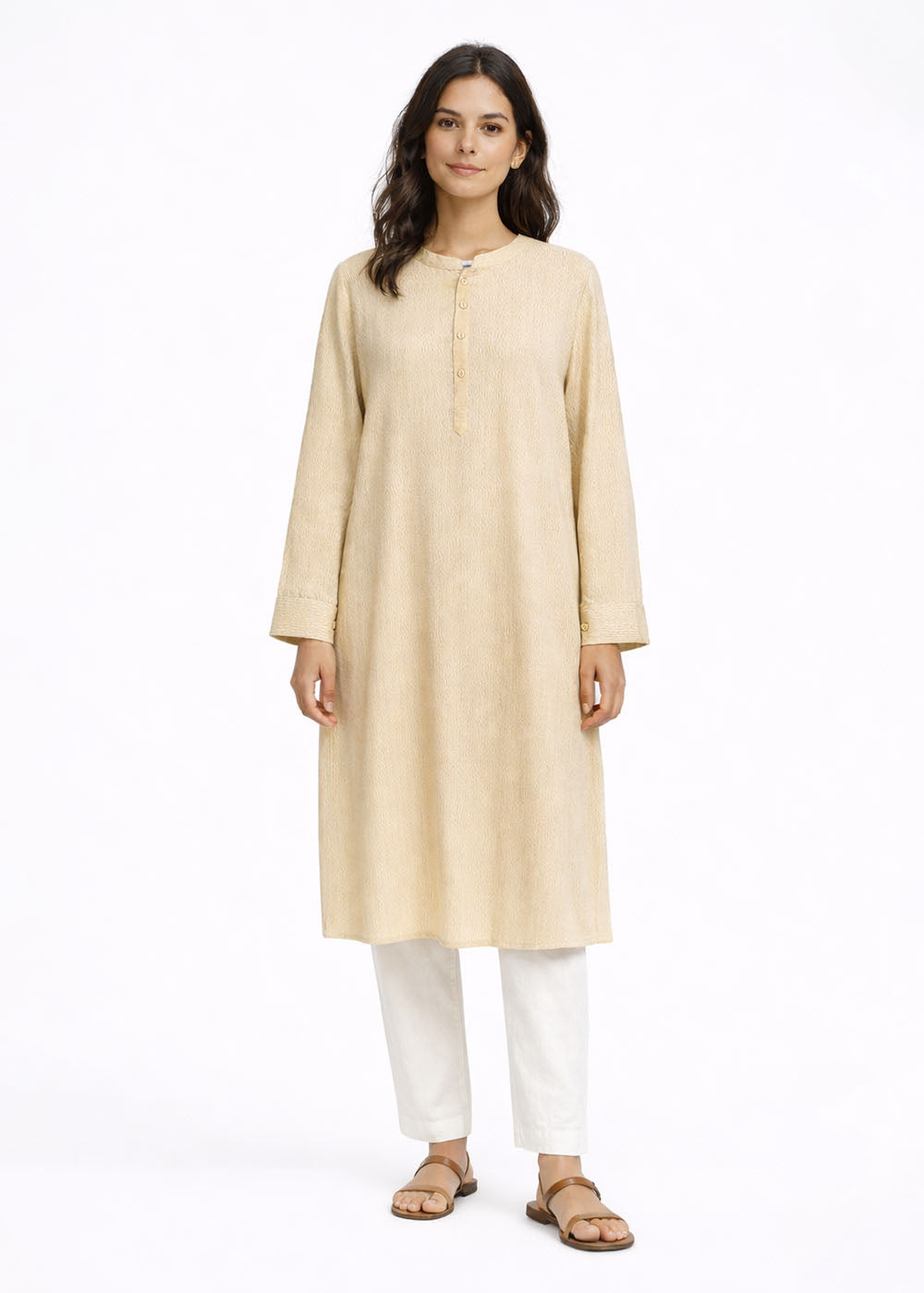 linen Kurti in Beige