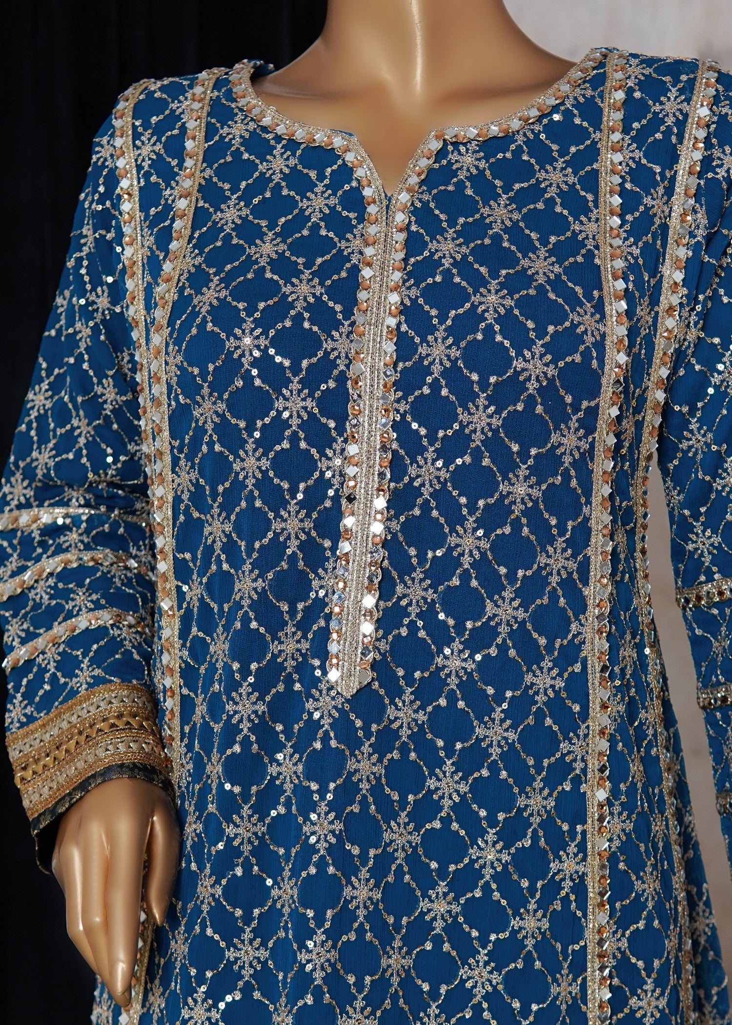 chiffon Pishwas in Blue