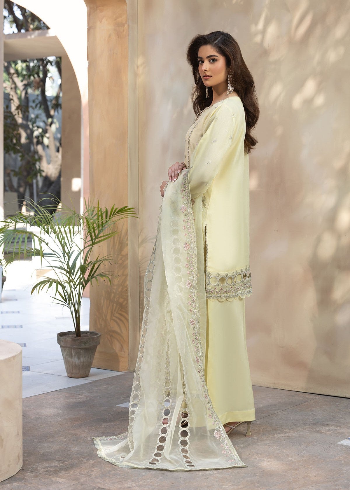 organza Kurta Set in Butter