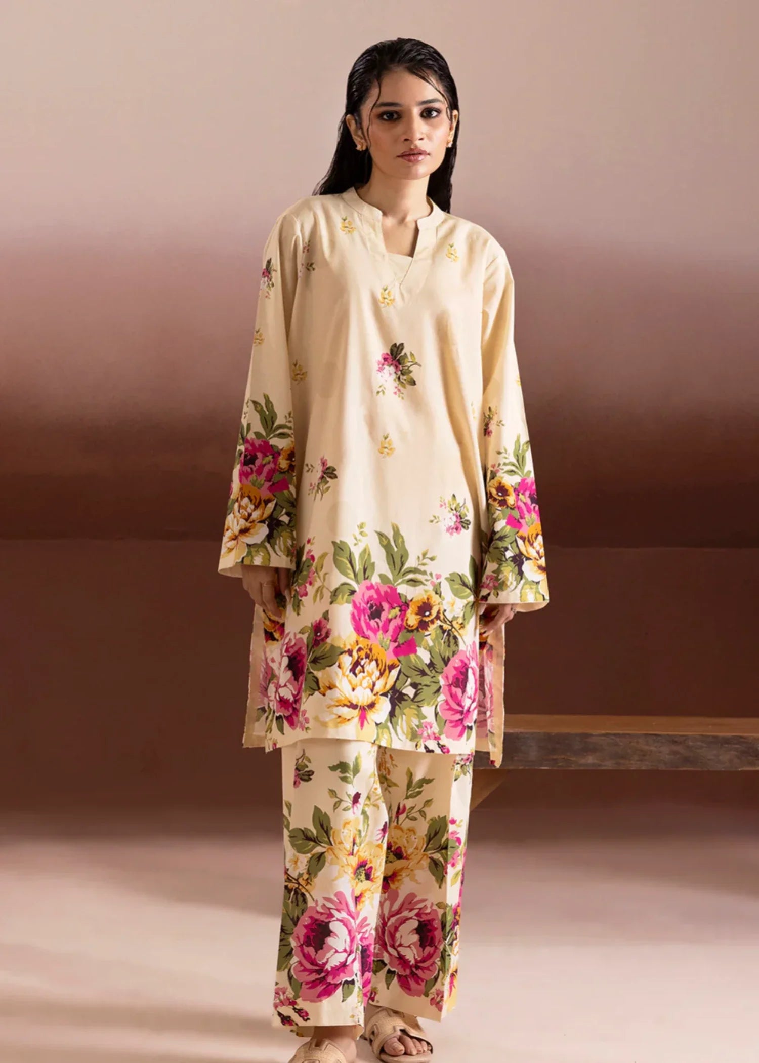 khaddar Co Ord Sets in Cream