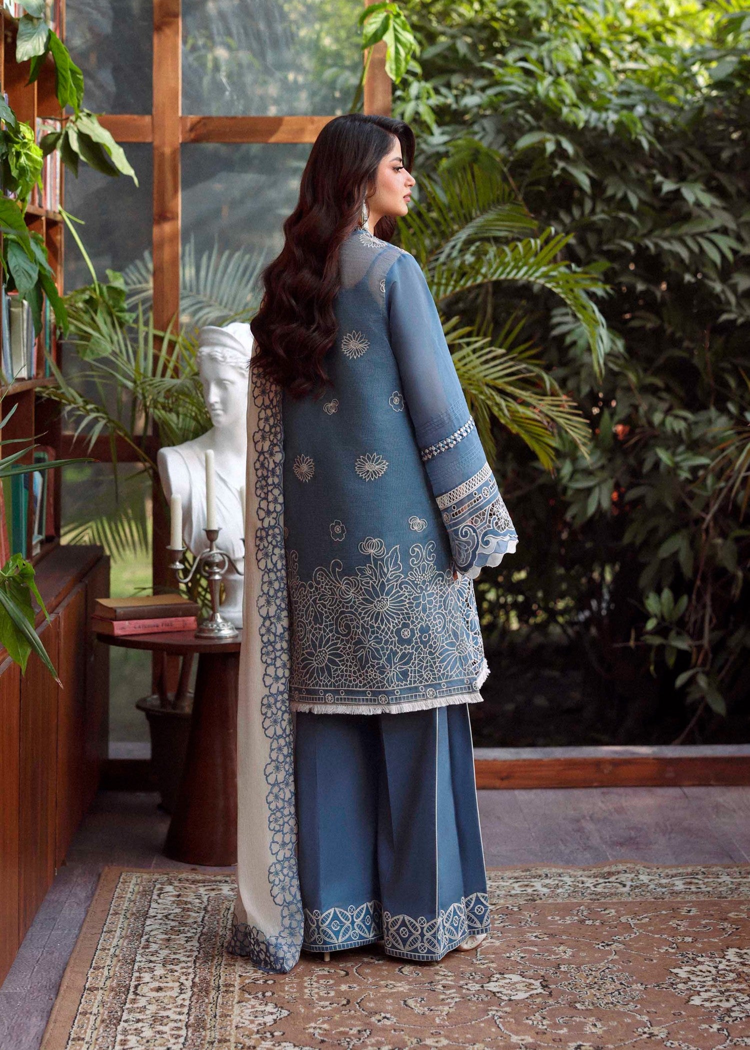 swiss voil Kurta Set in Teal