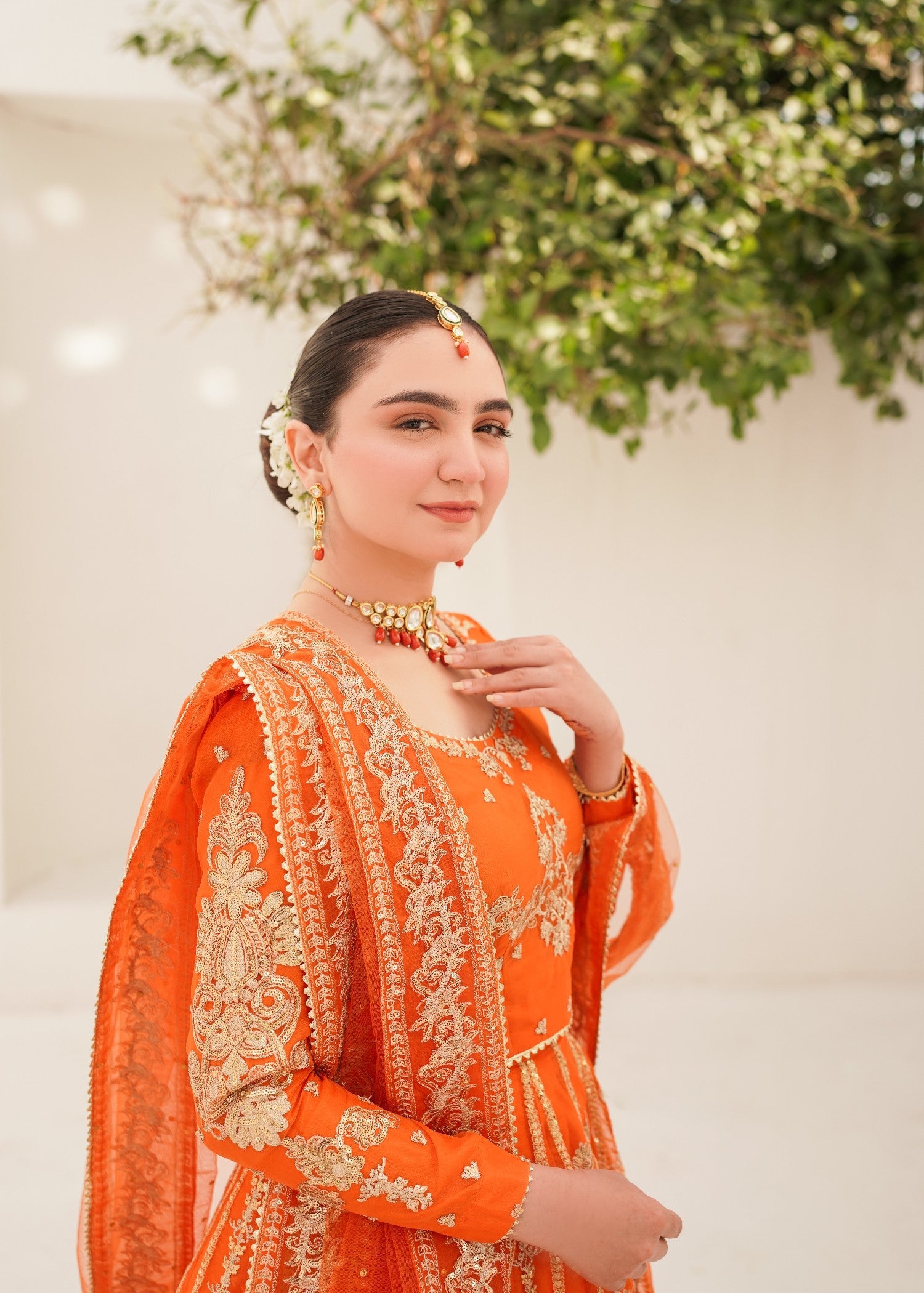 organza silk Lehenga in Orange