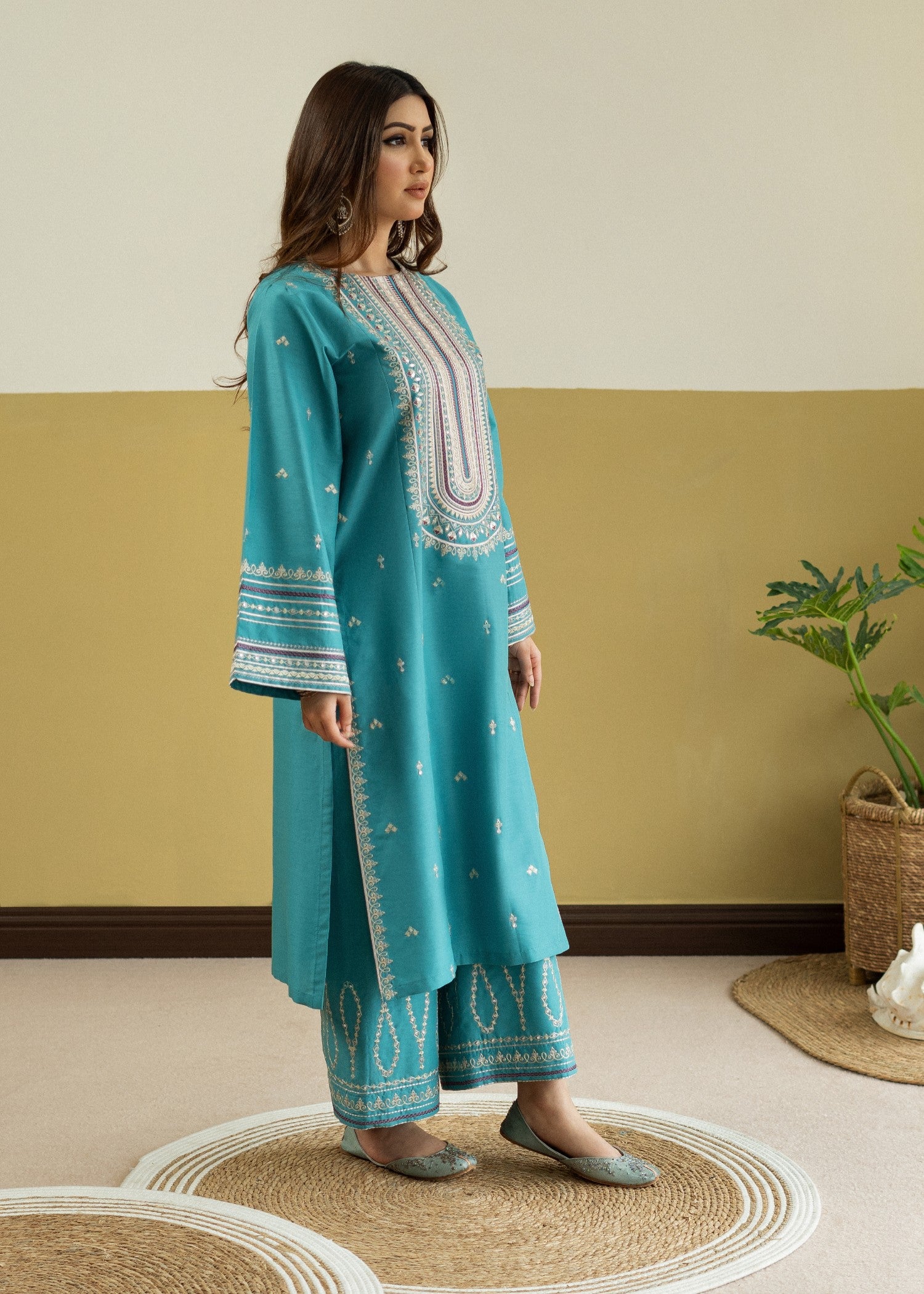 lawn Kurta Set in Baby blue