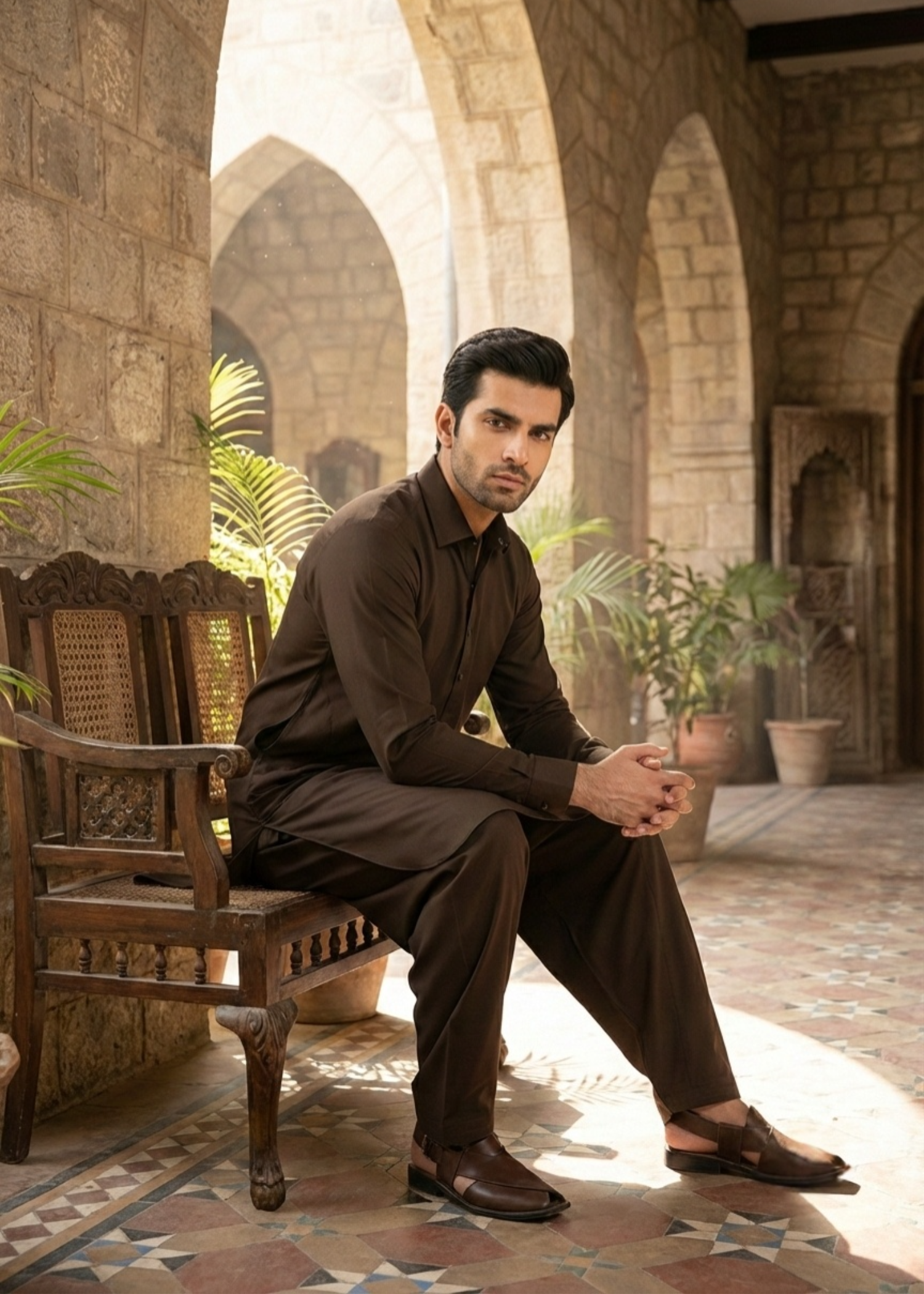 wash & wear Shalwar Kameez in Mocha brown by Dulha Fashion House
