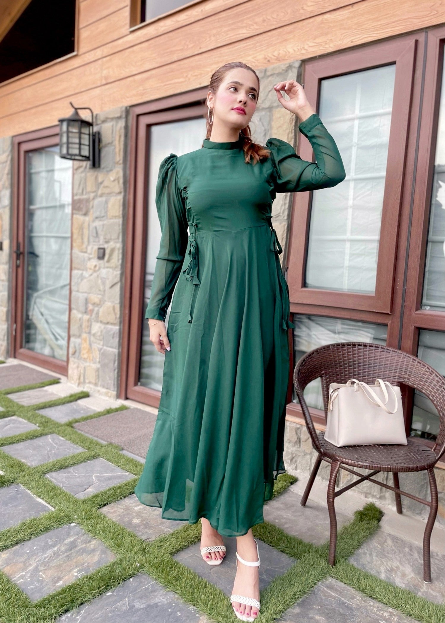 chiffon Frock in Green