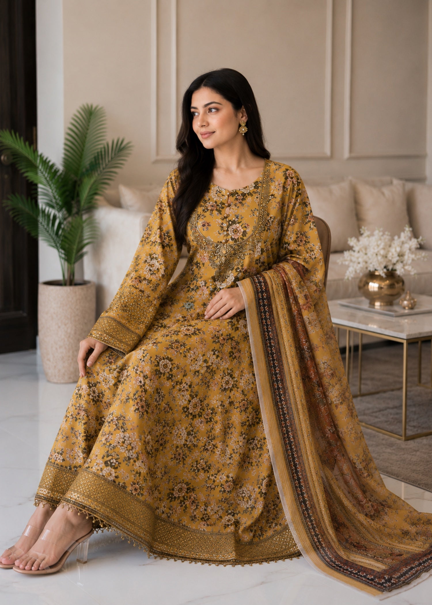lawn Pishwas in Blonde