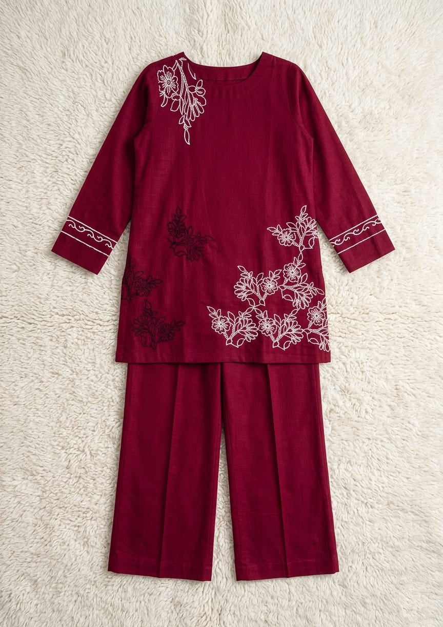 cotton Co ord Sets in Maroon